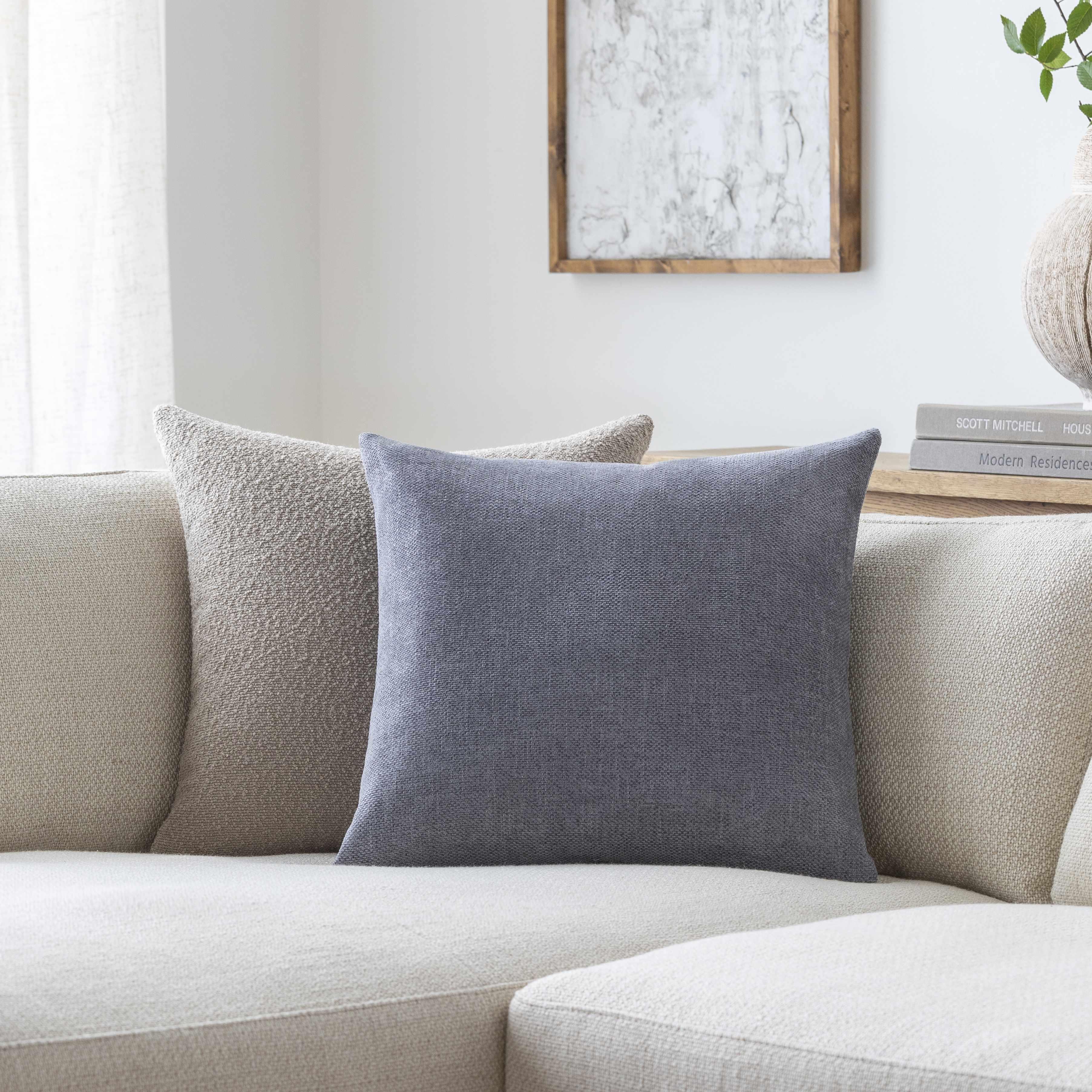 Reijo Gray&Blue Linen Look Accent Pillow - PRHOMZ