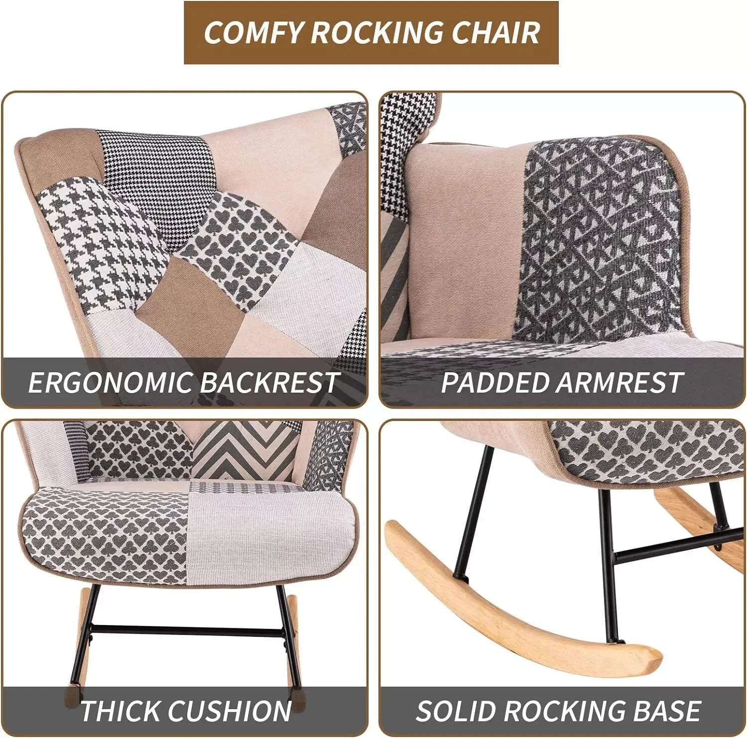 Nursery Modern Cushioned Rocking Armchair