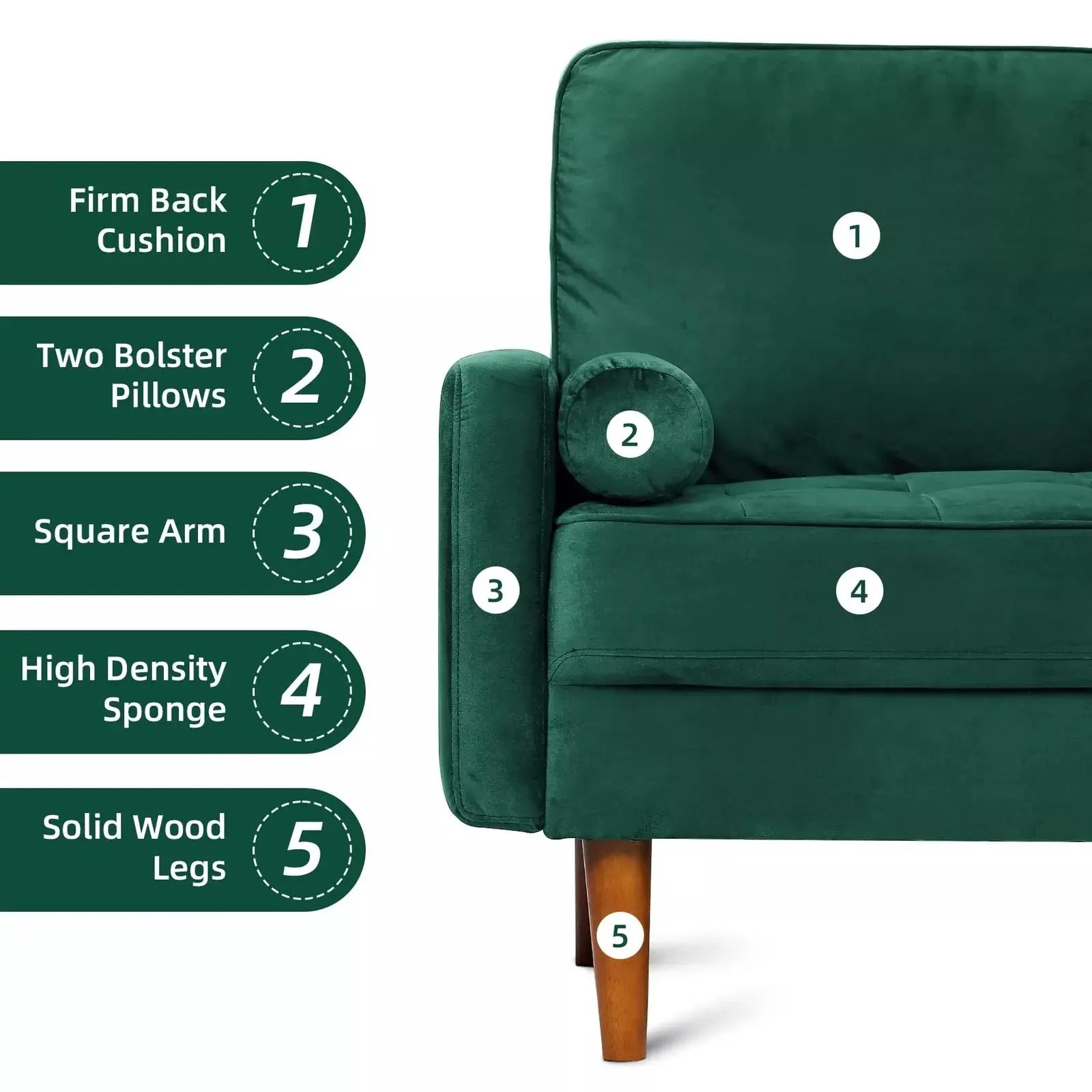 Modern Green Loveseat Couch