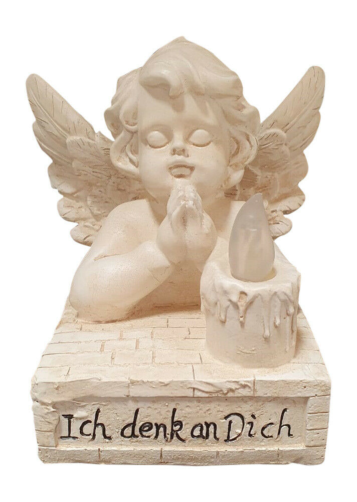 Solar Powered Figurine With Angel Praying (Ich Denk An Dich)-1