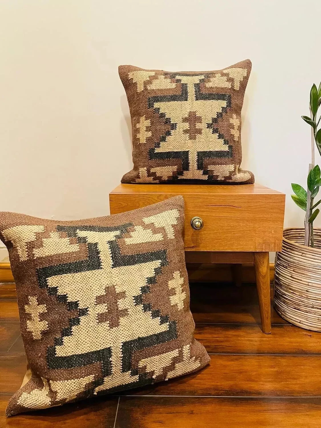 2pc Set jute Vintage Kilim Pillow,Home Decor,Handwoven Turkish Pillow,Moroccan Pillow,Decorative Throw Pillow, Kilim Cushion Cover,Jute Pillow-0