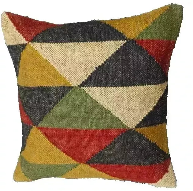 Heavy Handmade 18x18" Jute Kilim Cushion Cover Indian Vintage Pillow 18x18-0