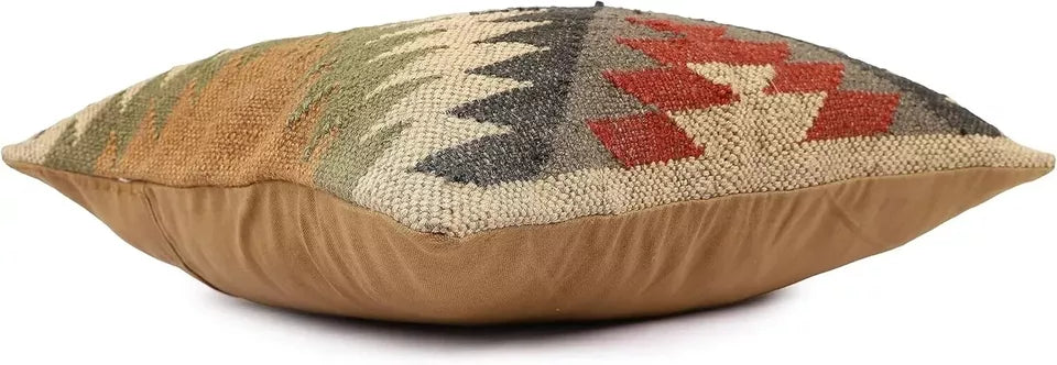 Heavy Handmade 18x18" Jute Kilim Cushion Cover Indian Vintage Pillow 18x18-2