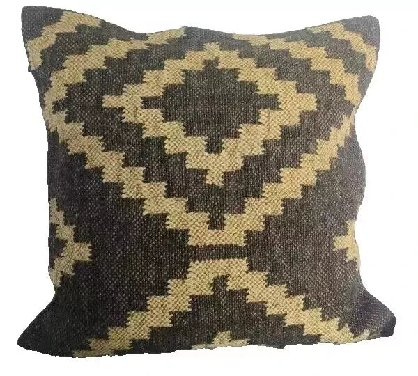 Heavy Handmade 18x18" Jute Kilim Cushion Cover Indian Vintage Pillow 18x18-1