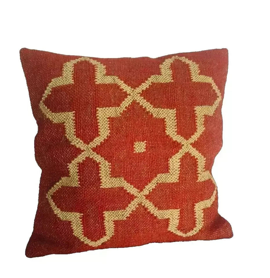 Heavy Handmade 18x18" Jute Kilim Cushion Cover Indian Vintage Pillow 18x18-1