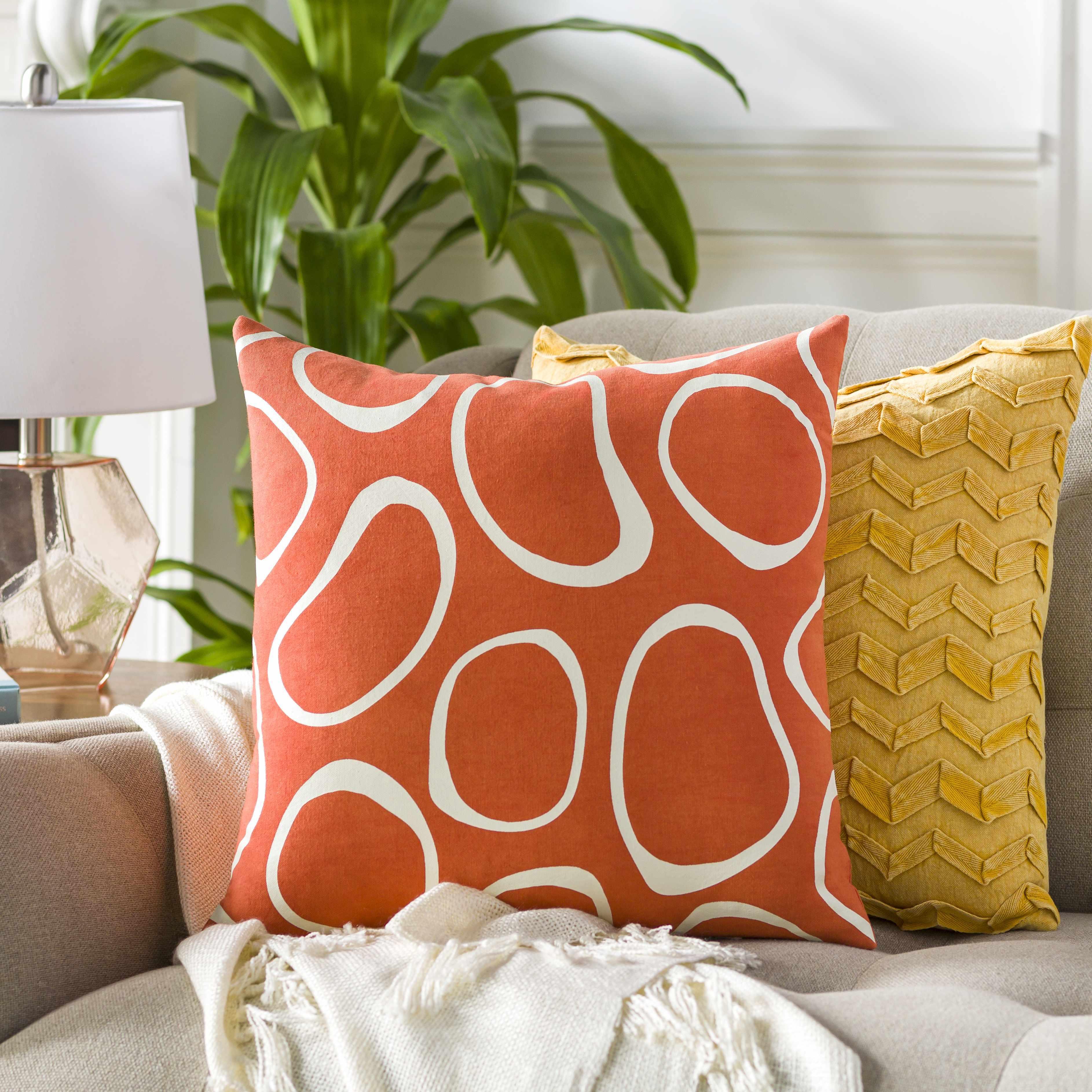 Sablan Orange Abstract Circles Throw Pillow - Clearance - PRHOMZ