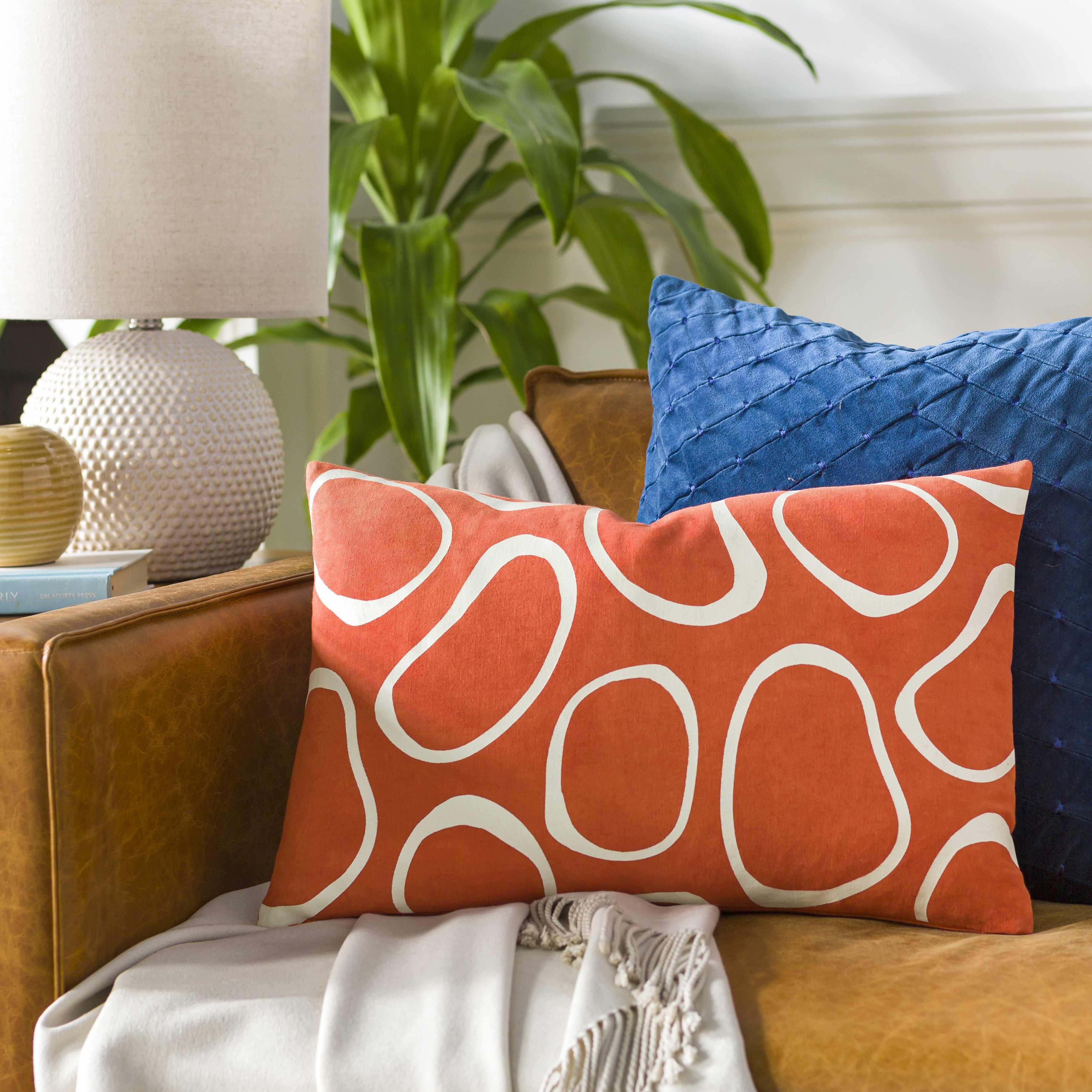 Sablan Orange Abstract Circles Throw Pillow - Clearance - PRHOMZ