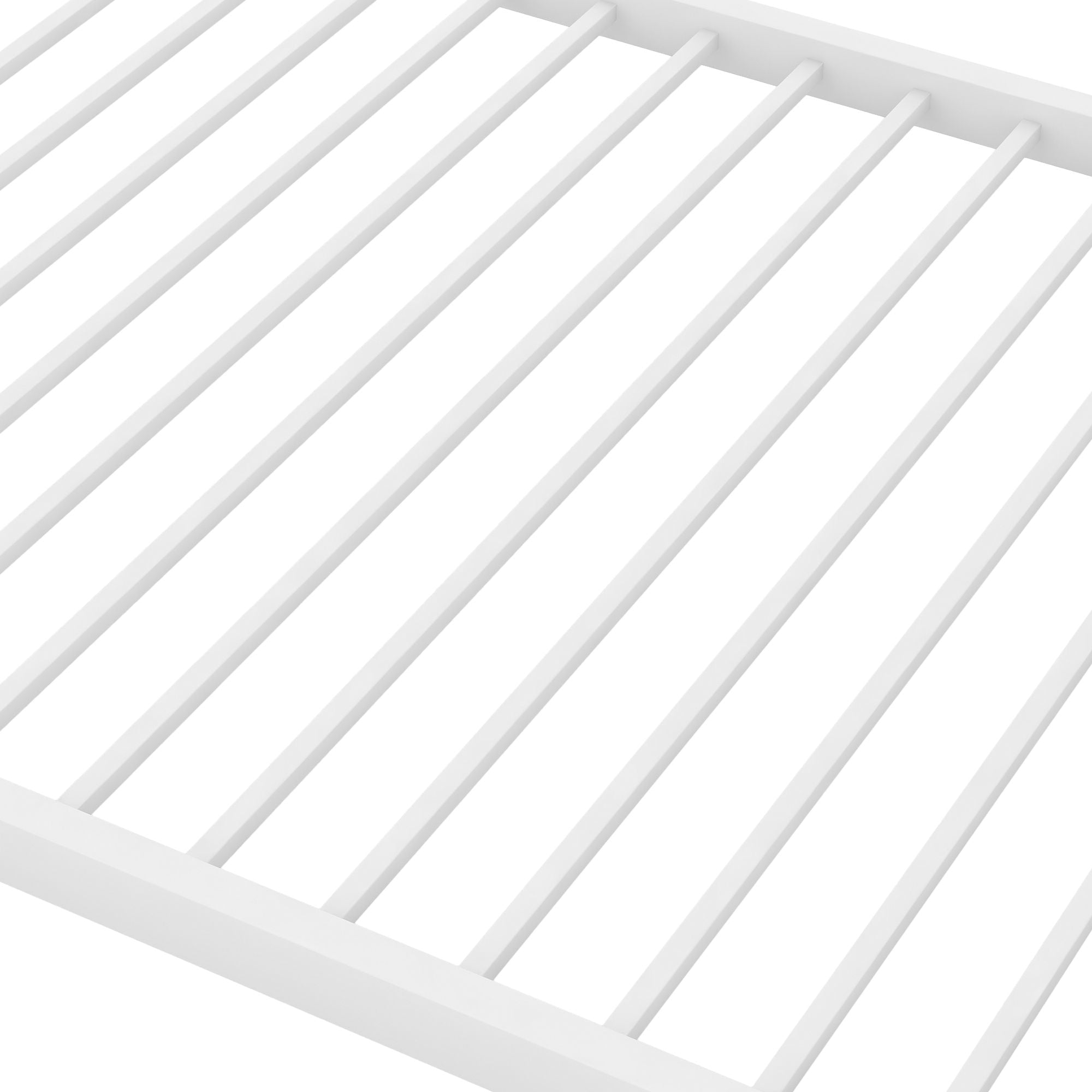 Safe Low Profile Twin Over Twin Metal Bunk Bed with Ladder in Black, White, or Silver | Just Better Bunk Beds