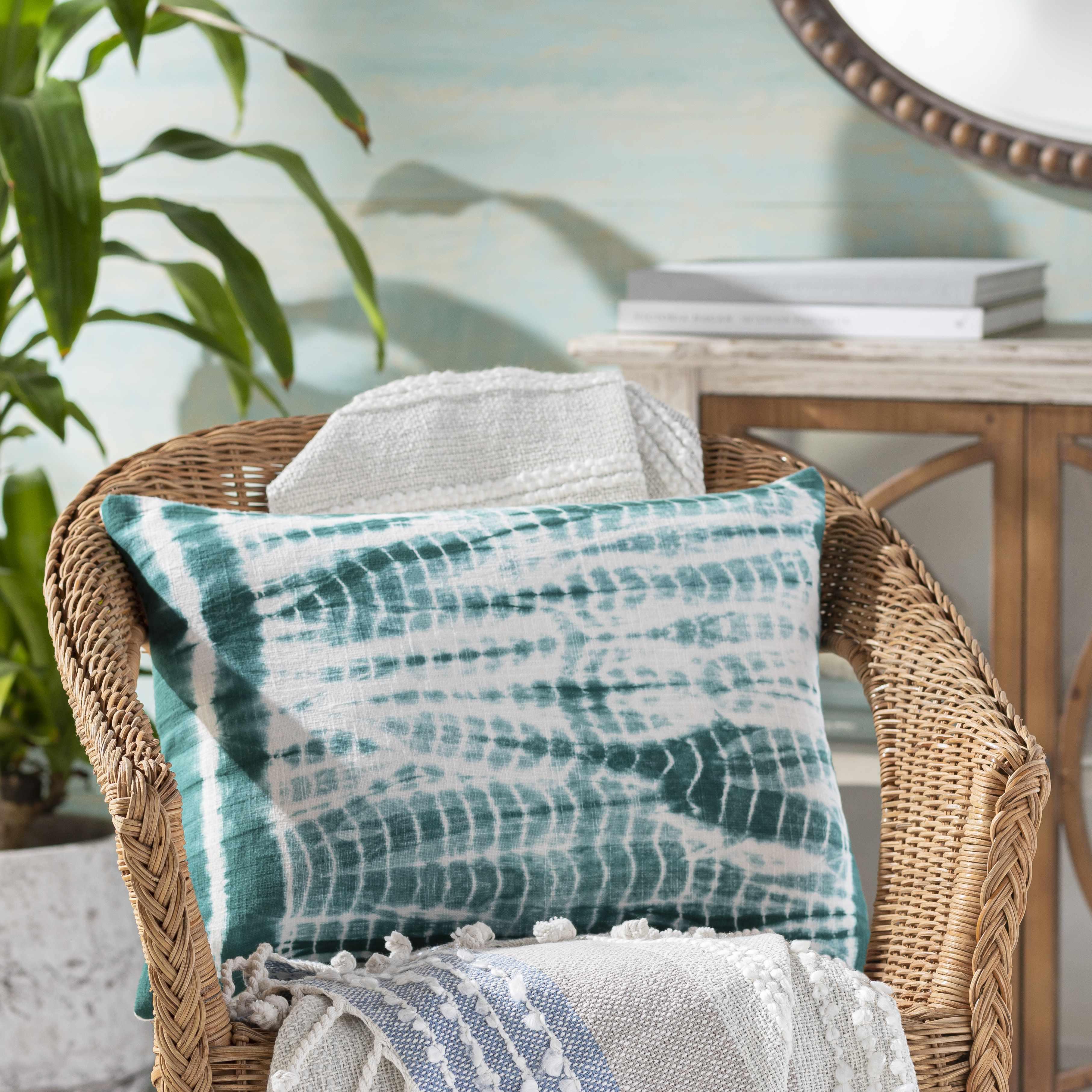 Sagasa Teal Tie-Dye Square Lumbar Pillow - Clearance - PRHOMZ