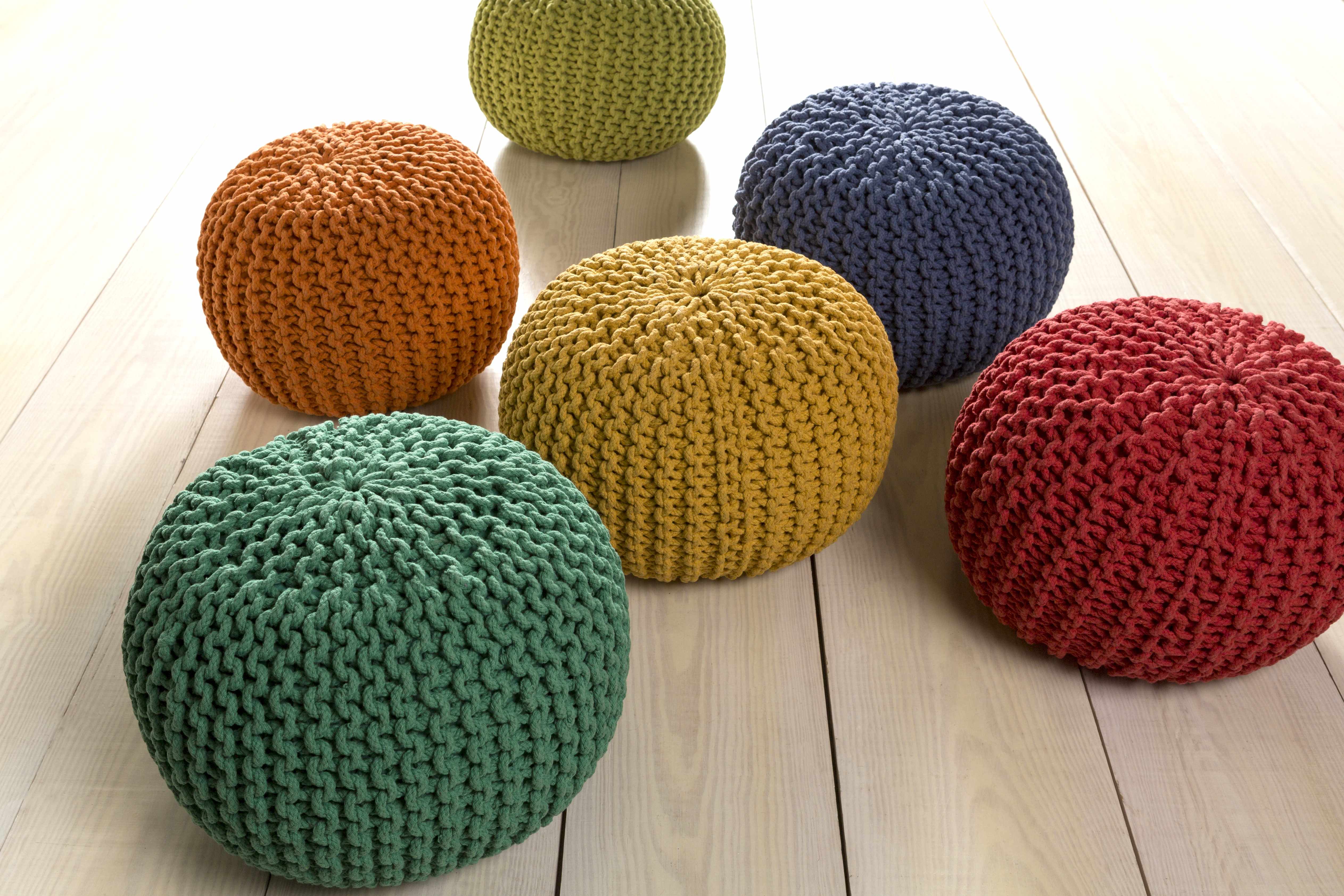 Osborne Olive Knitted Cotton Pouf-3