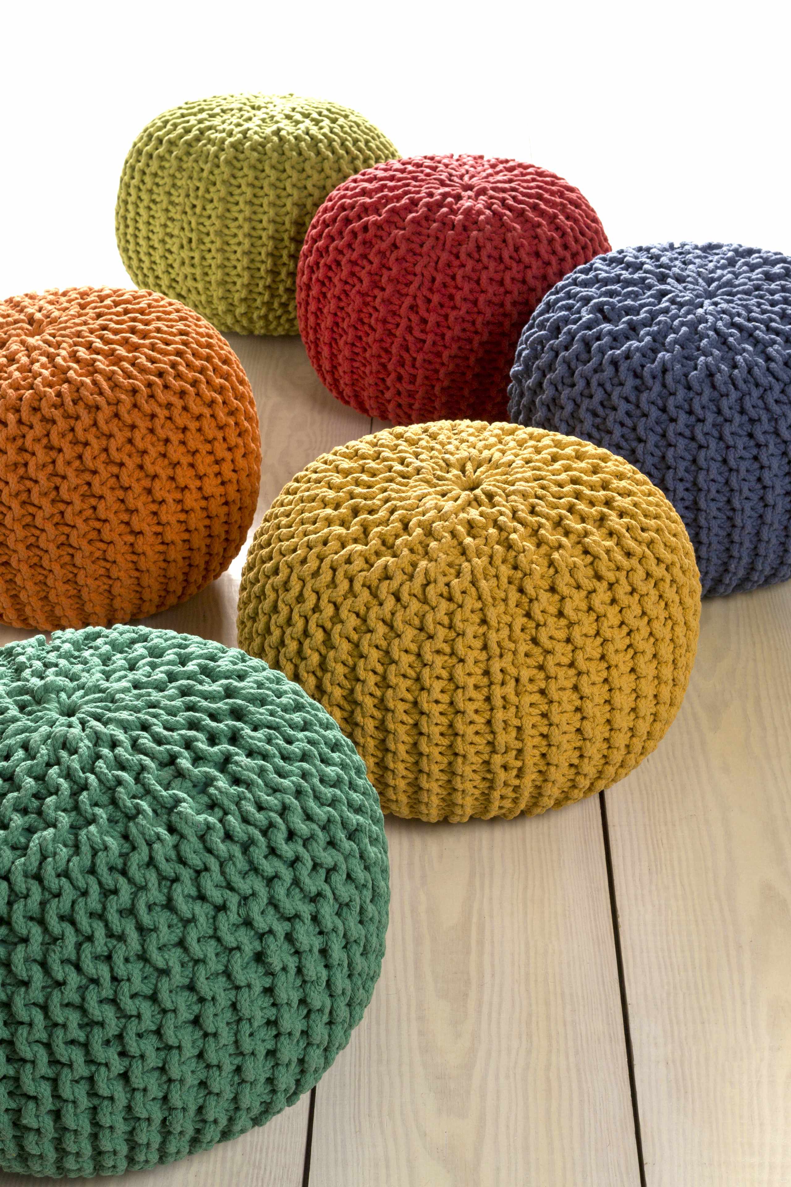 Osborne Olive Knitted Cotton Pouf-4