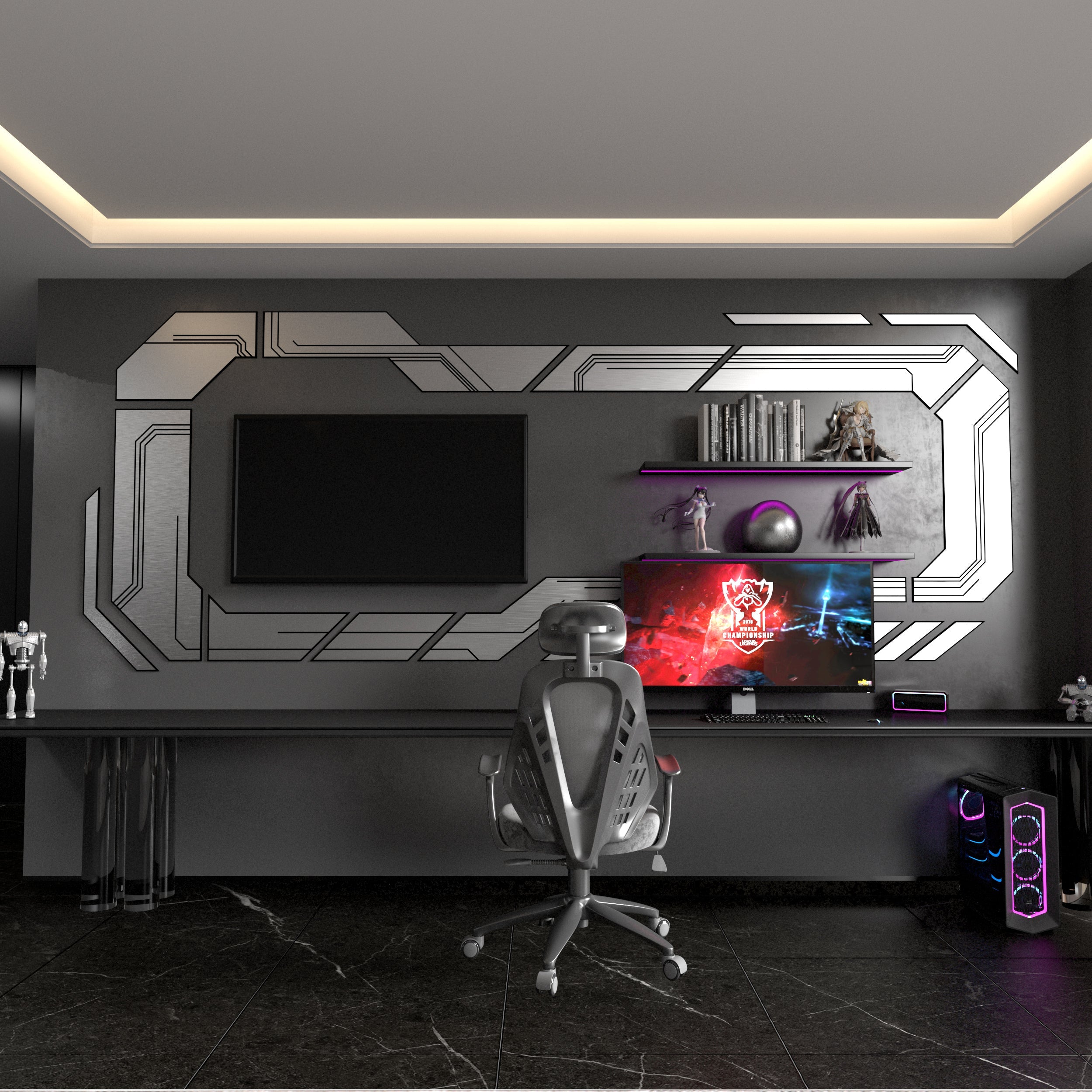 Sci-fi Brushed Silver 3D Wall Decor-1