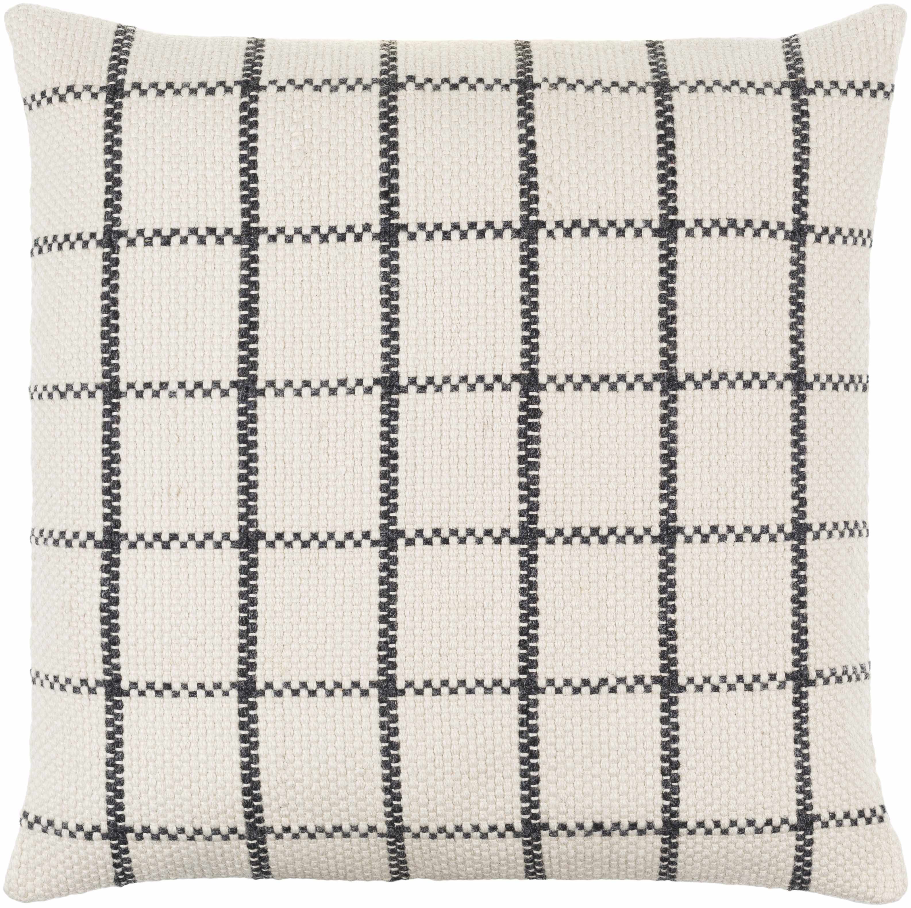 Mairi Black&White Grid Throw Pillow-3