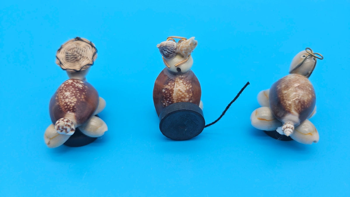 Seashell Critter Magnets – Coastal Home Decor Turtle or Kitty 1.5–2"