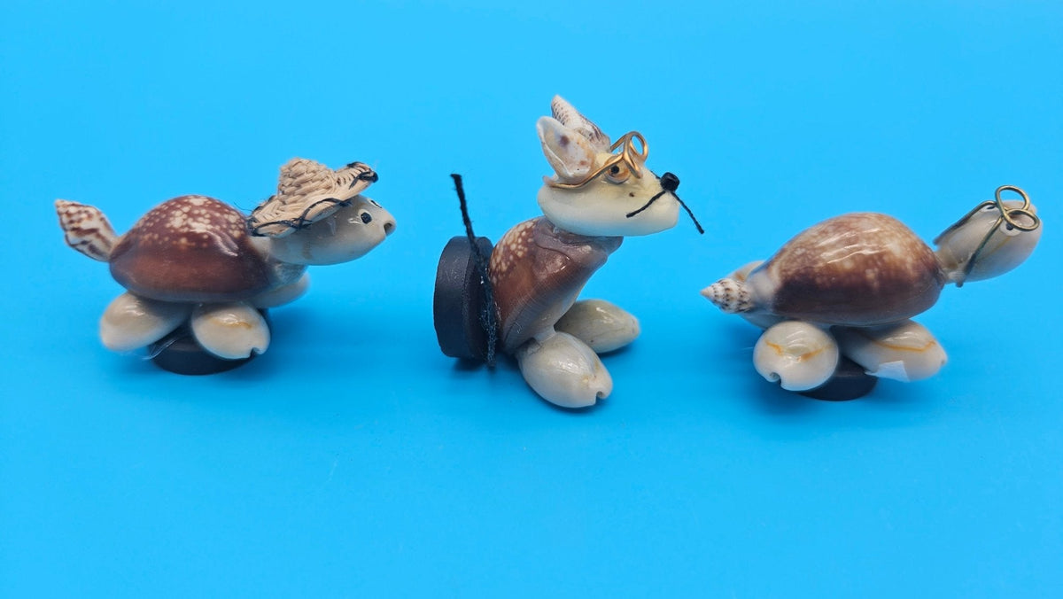 Seashell Critter Magnets – Coastal Home Decor Turtle or Kitty 1.5–2"