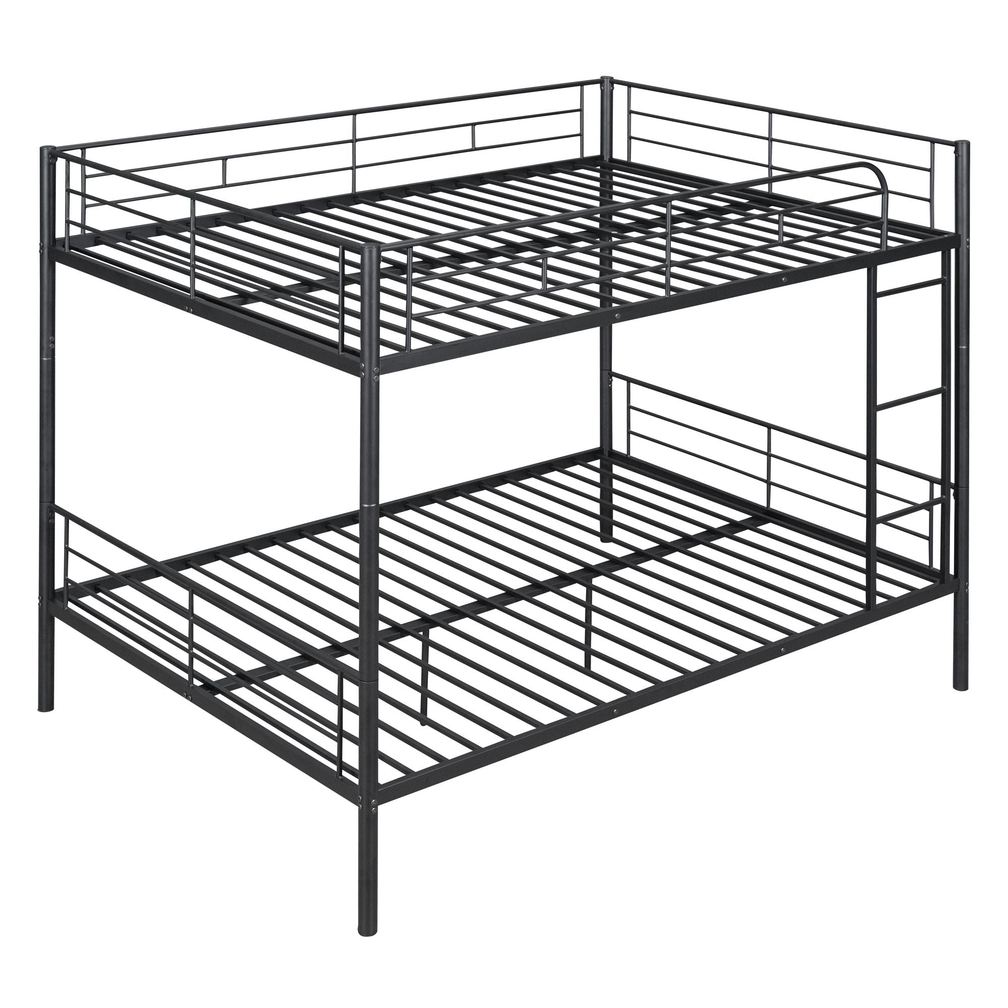 Shared Kids Room Full Over Full Metal Bunk Bed with Safety Guardrails and Ladder, Black | Just Better Bunk Beds