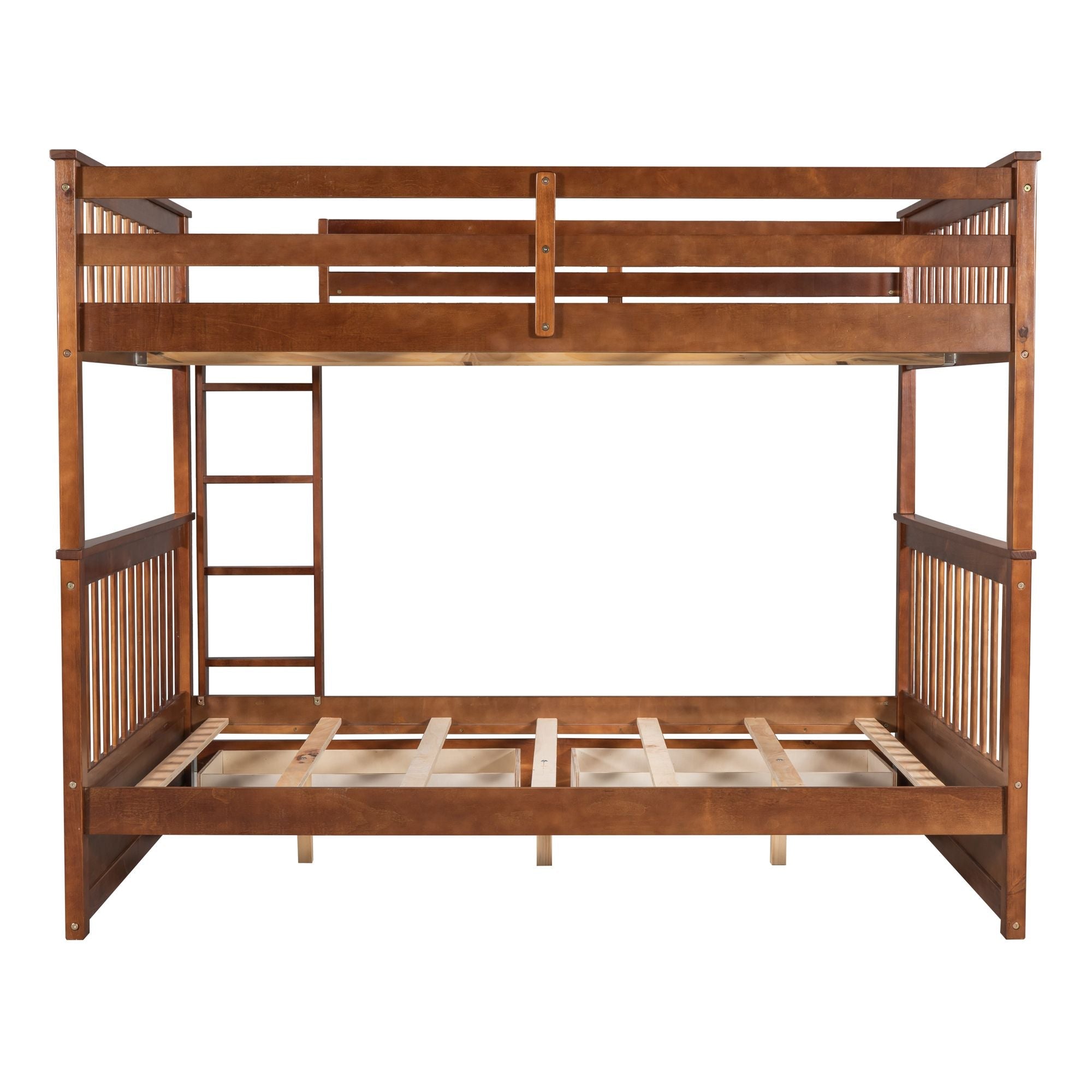 Shared Kids Room Full Over Full Wood Bunk Bed with Storage Drawers and Ladders Walnut Finish | Just Better Bunk Beds
