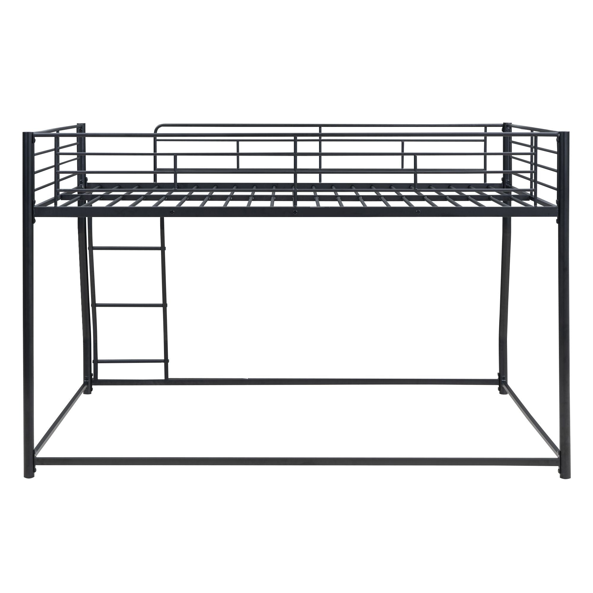 Shared Kids Room Full XL Over Queen Metal Bunk Bed with Ladder, Black | Just Better Bunk Beds