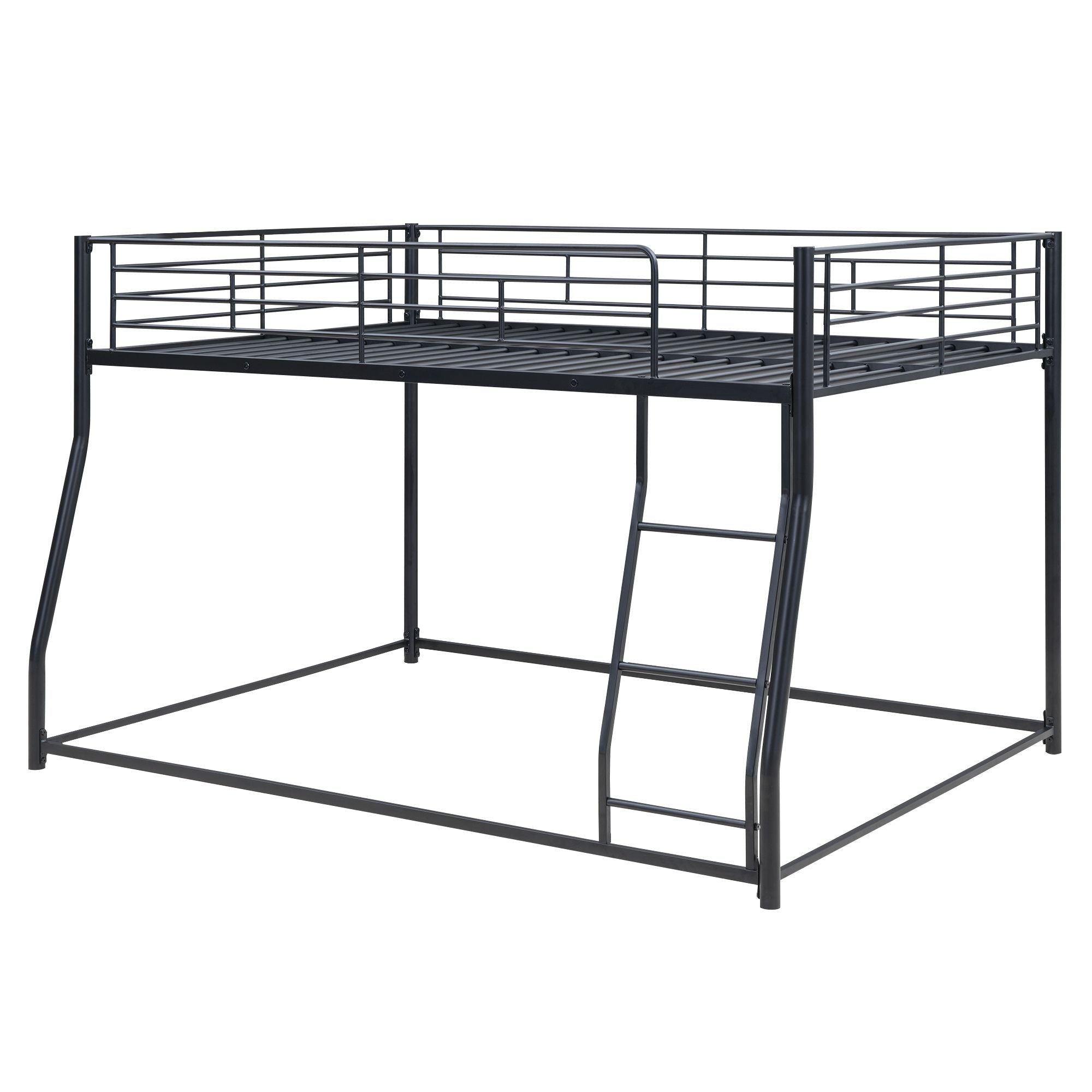 Shared Kids Room Full XL Over Queen Metal Bunk Bed with Ladder, Black | Just Better Bunk Beds