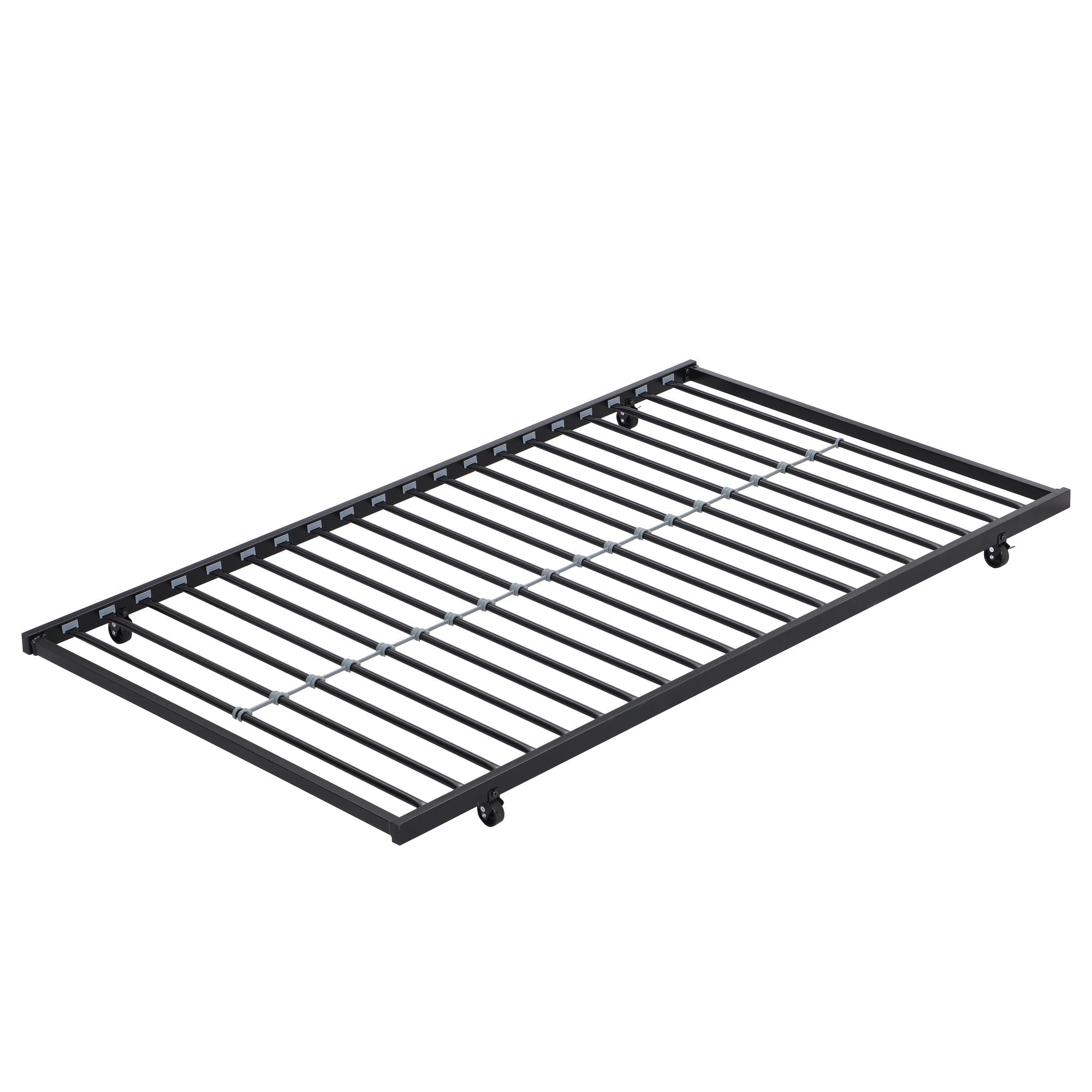 Shared Kids Room Twin Over Twin Metal Bunk Bed with Trundle, Guard Rails, and Two Ladders | Just Better Bunk Beds