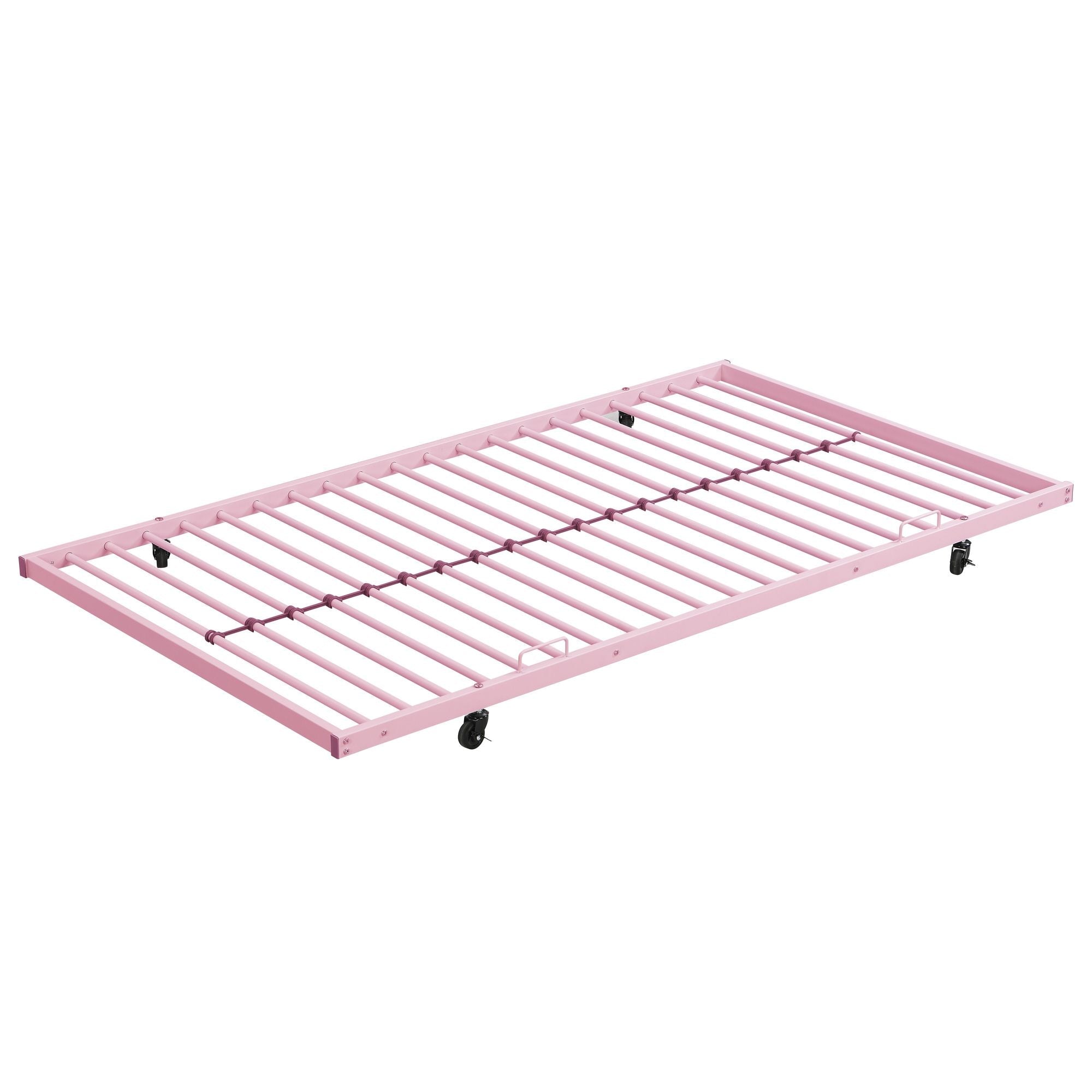Shared Kids Room Twin Over Twin Metal Bunk Bed with Trundle, Guard Rails, and Two Ladders | Just Better Bunk Beds