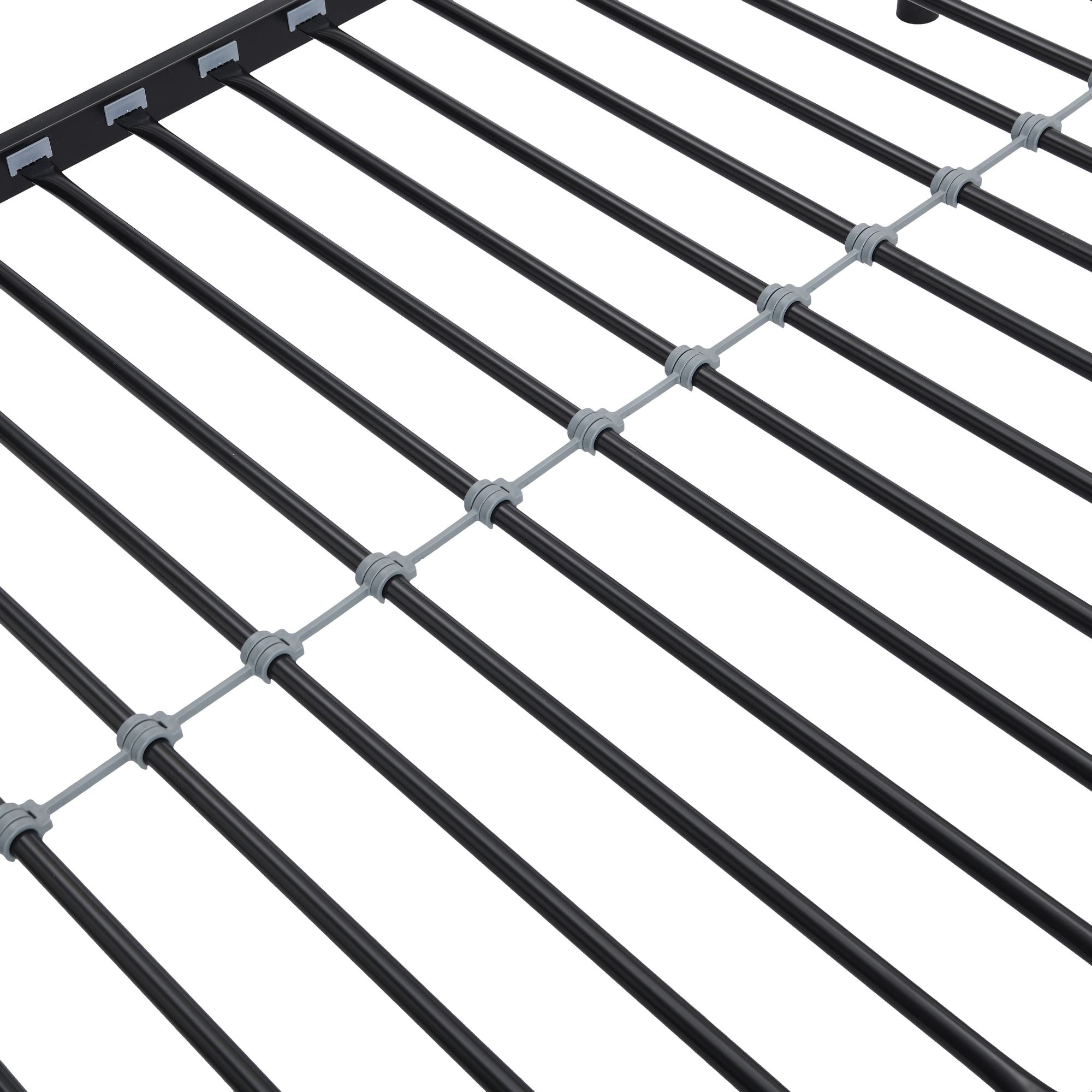 Shared Kids Room Twin Over Twin Metal Bunk Bed with Trundle, Guard Rails, and Two Ladders | Just Better Bunk Beds