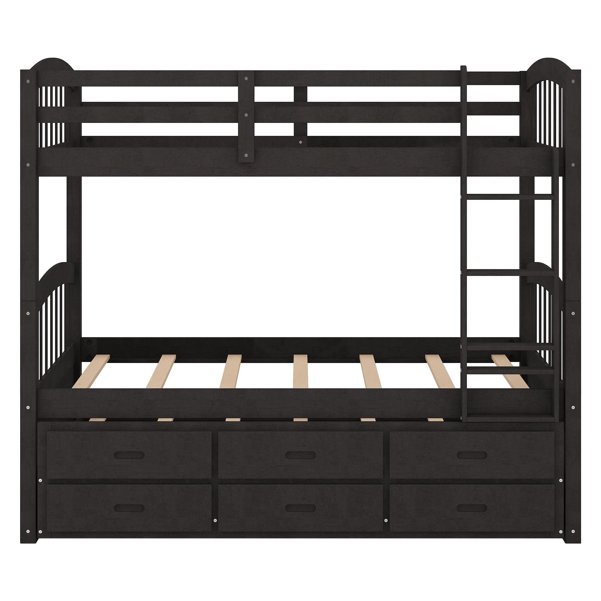 Shared Kids Room Twin Over Twin Wood Bunk Bed with Trundle and Drawers Espresso Finish | Just Better Bunk Beds