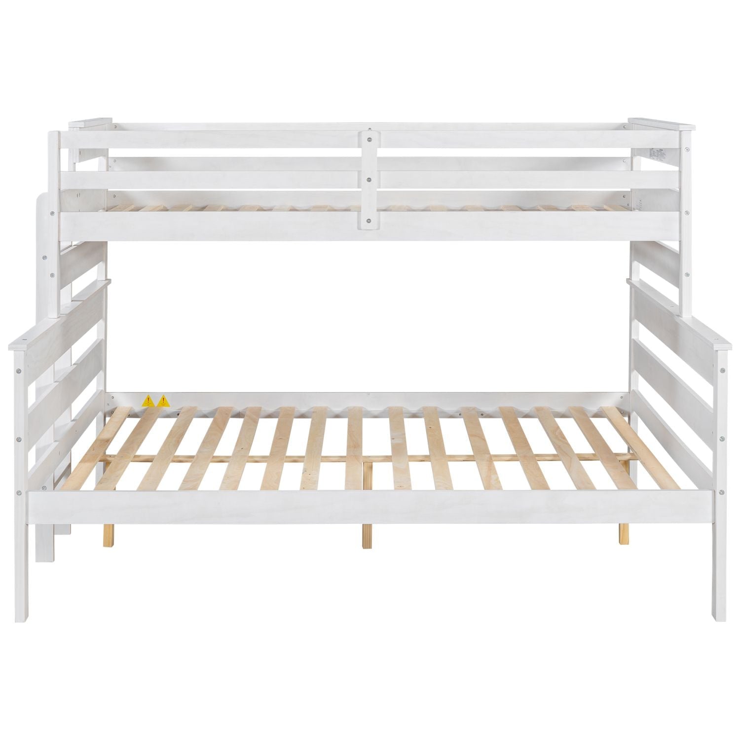 Shared Kids Room Twin XL Over Queen Wood Bunk Bed with Ladder in White | Just Better Bunk Beds