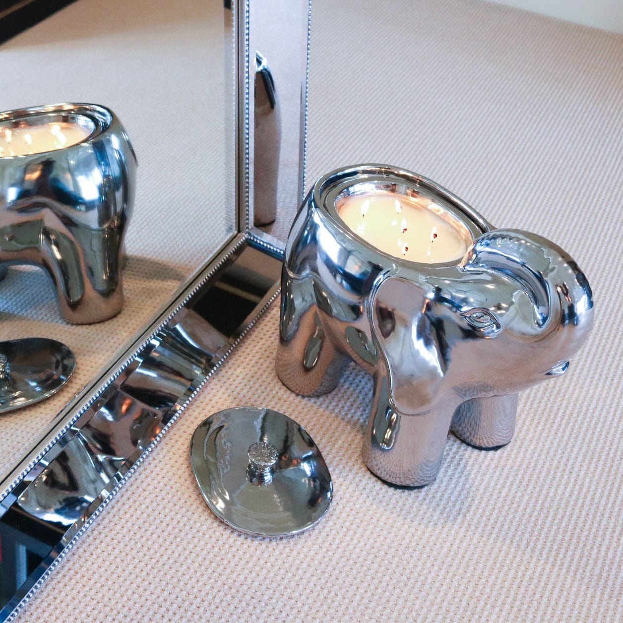 Silver Grand Elephant Candle-4