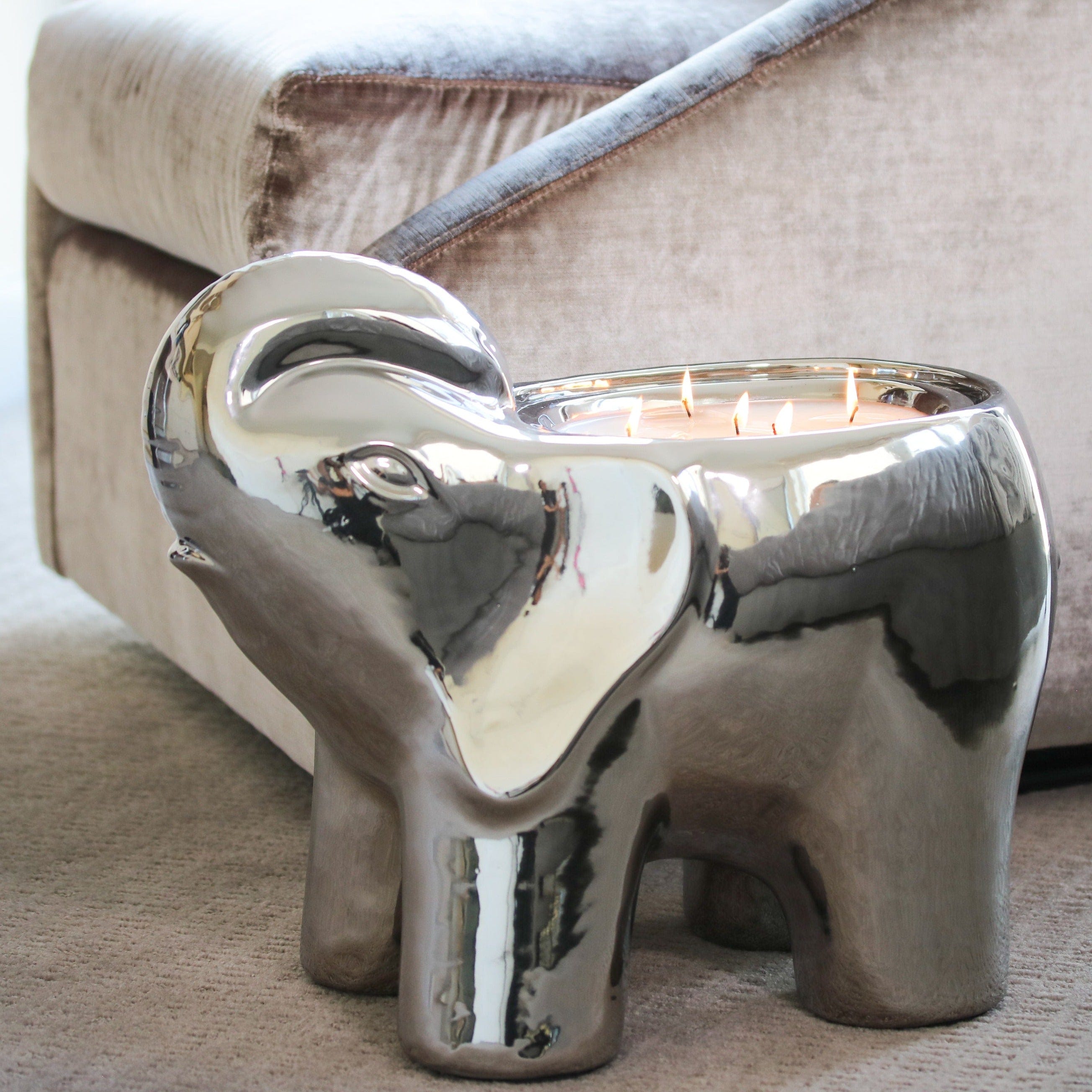 Silver Grand Elephant Candle-2