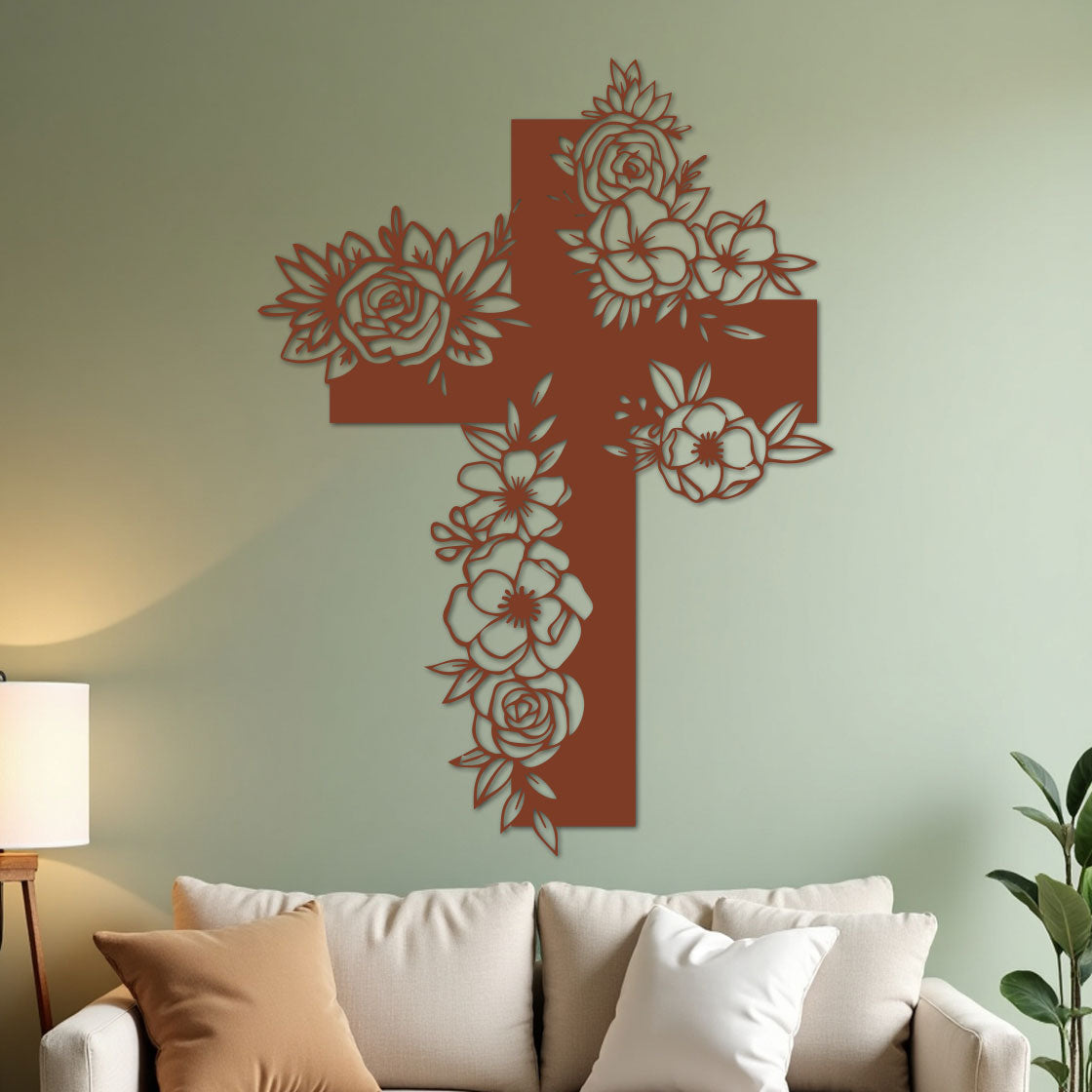 Simple Cross with Flowers-5