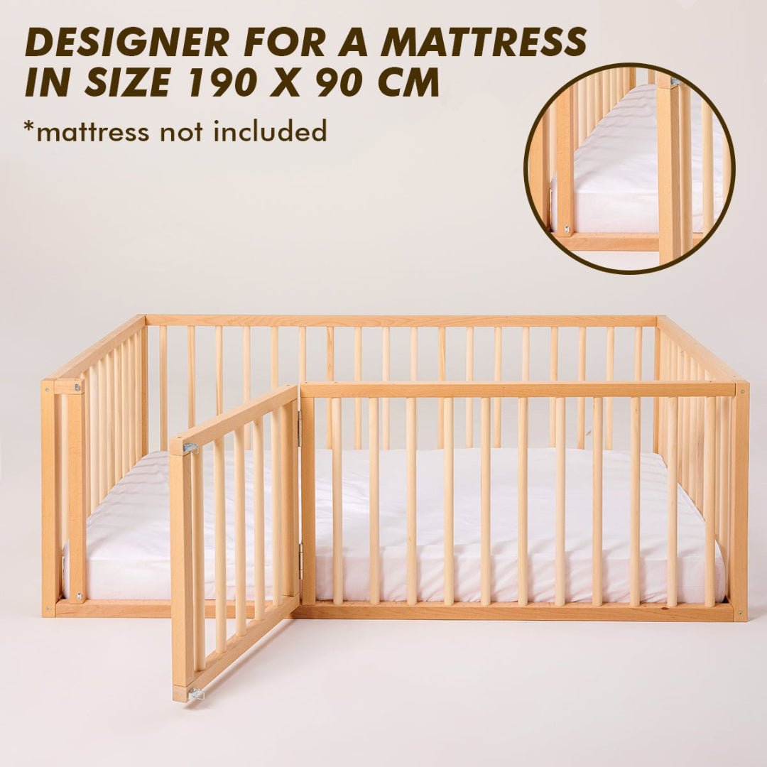 Single Bed Frame for Toddlers with Fence (190x90 cm)-1