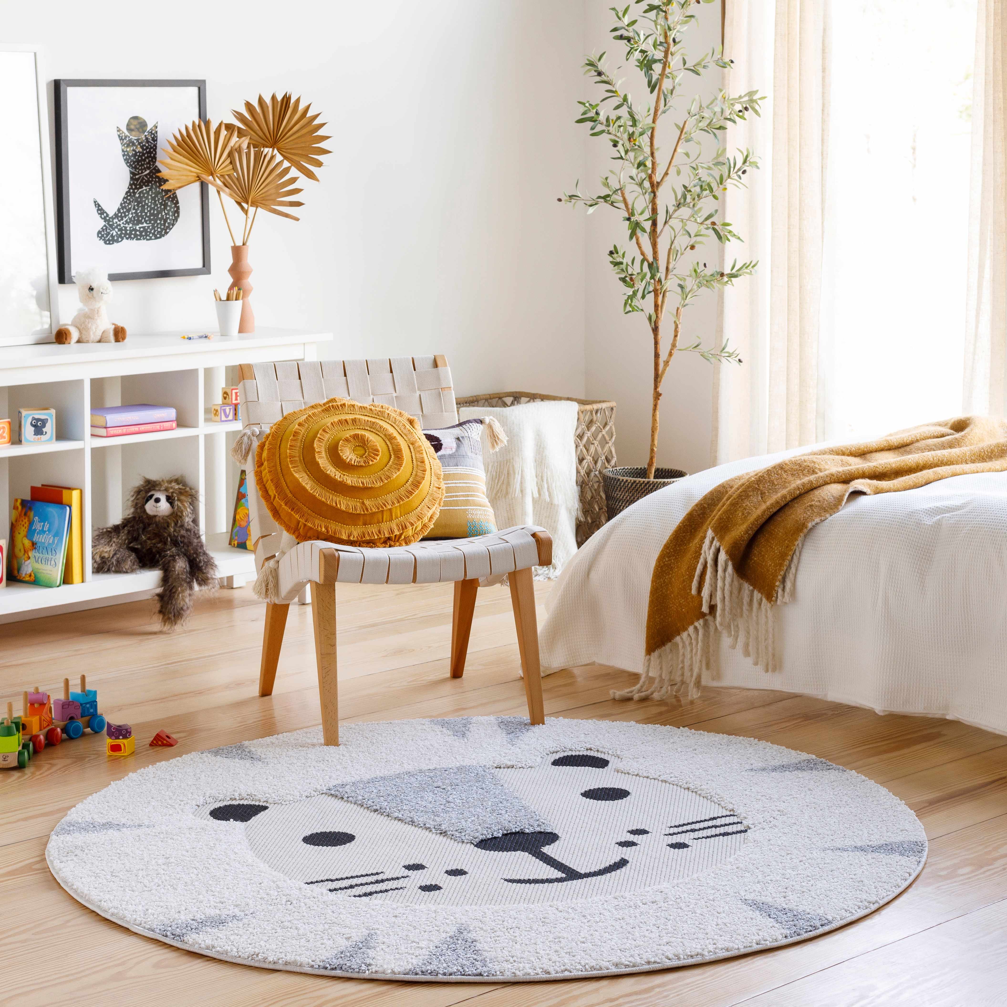 Kids Lion Animal Print Nursery Area Rug - Clearance-3