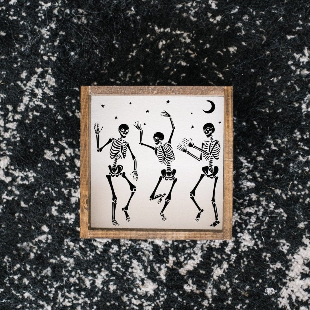 Dancing Skeletons Mini Wood Sign-0