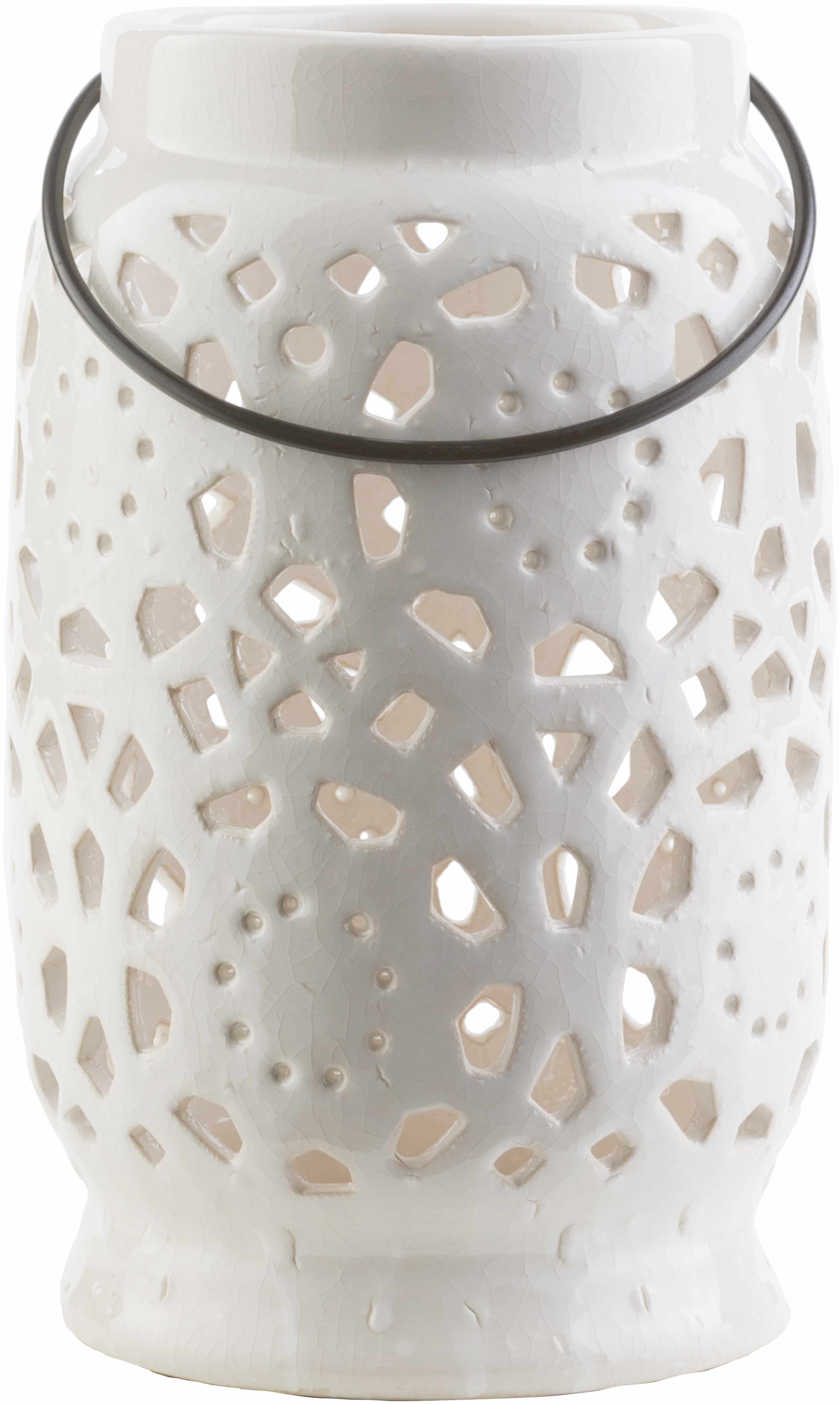 Sloughhouse White Ceramic Outdoor Lantern-3