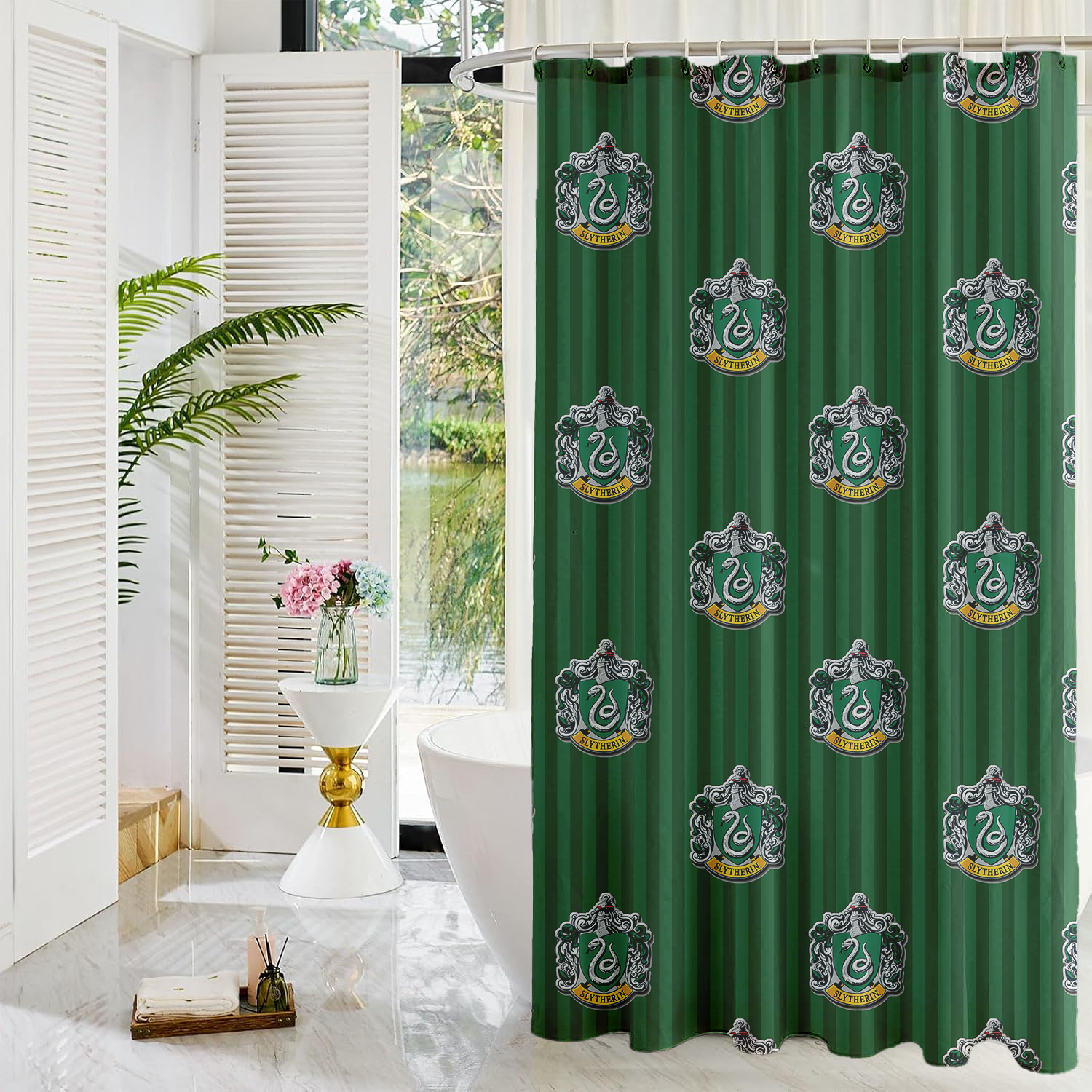 Harry Potter Shower Curtains | Gryffindor, Slytherin, Hufflepuff, Ravenclaw | Linen Fabric-3