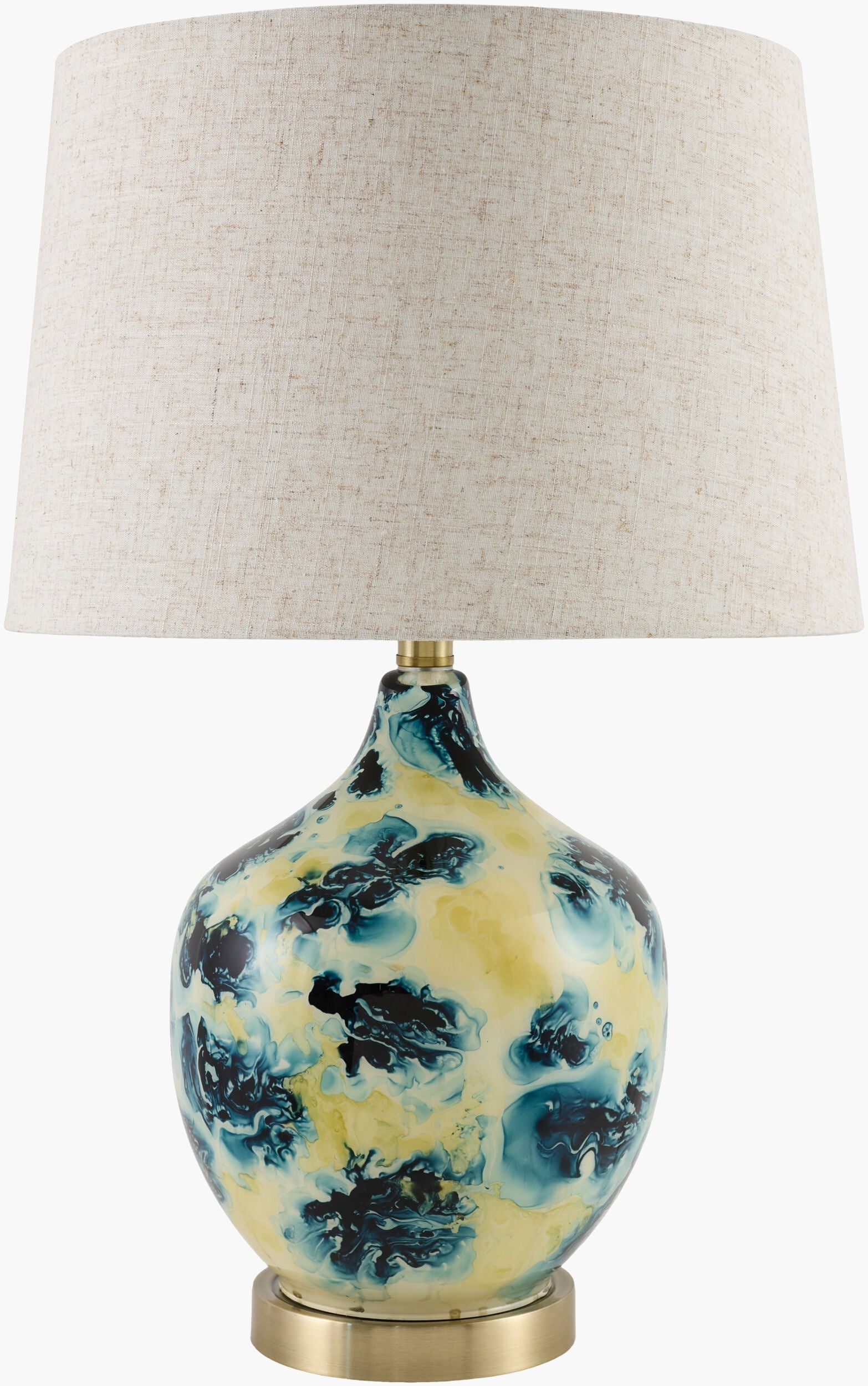 Soft Deep Teal Traditional Table Lamp with linen details for bedside or console tables-0