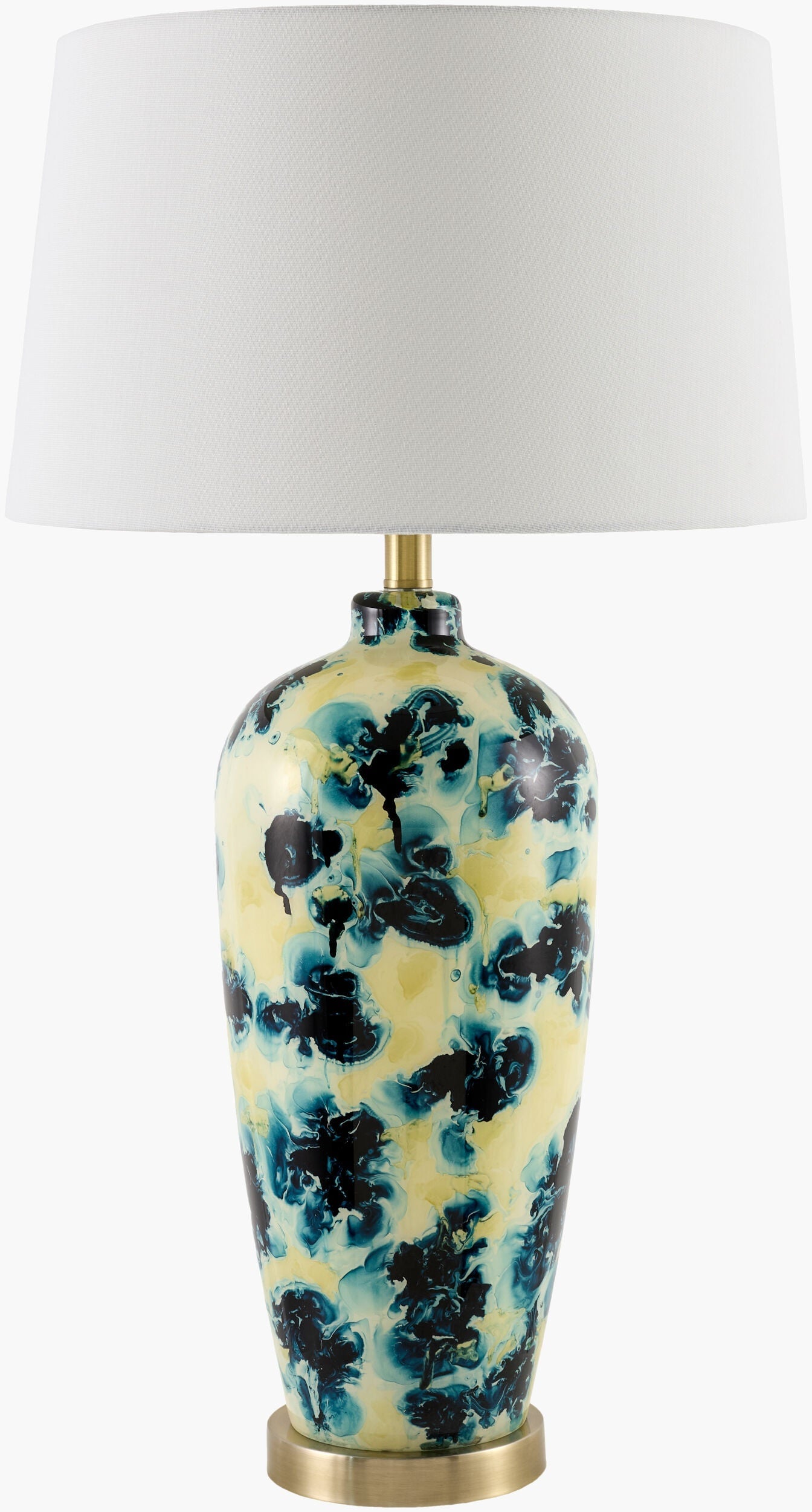 Deep Deep Teal Traditional Table Lamp with linen details for bedside or console tables-0