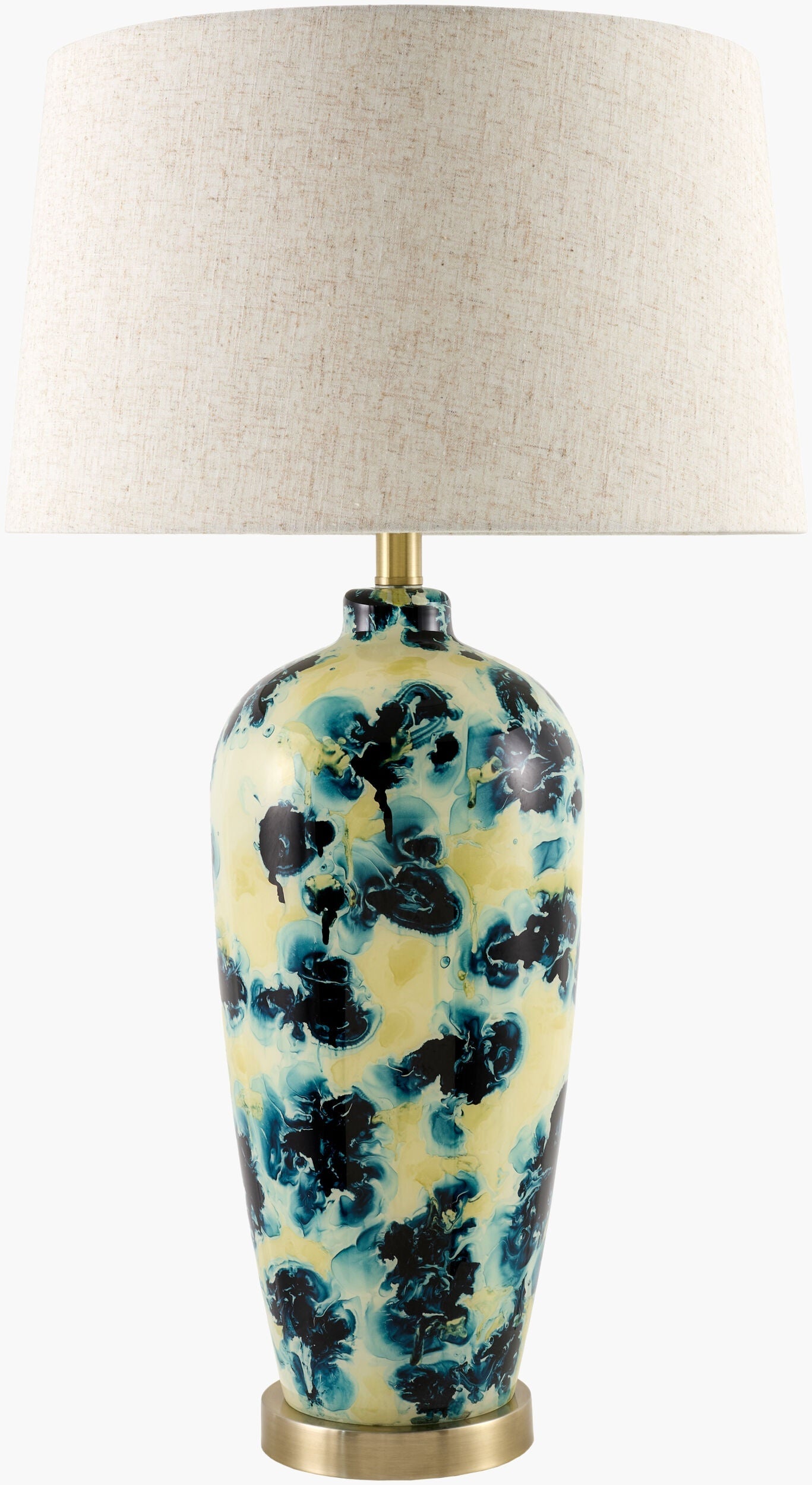 Rich Deep Teal Traditional Table Lamp with linen details for bedside or console tables-0