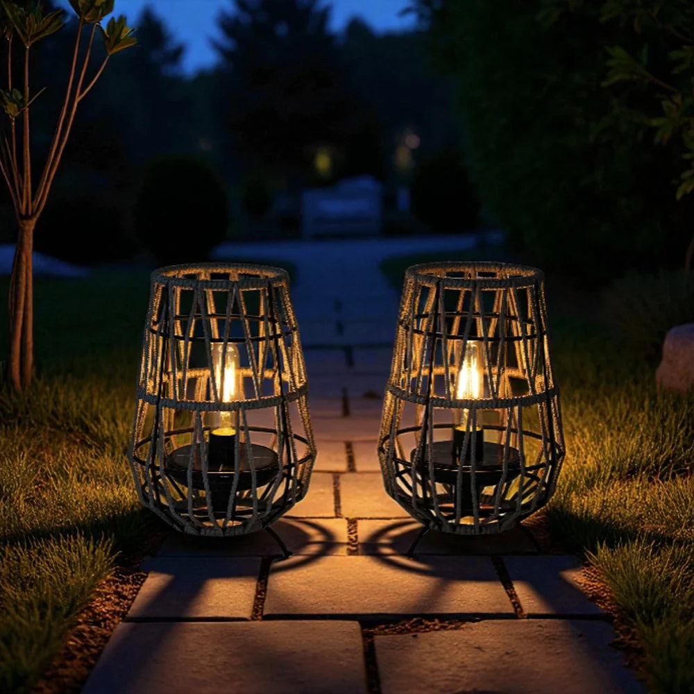 Set of 2 Solar Lantern Outdoor Table Lamp Outside Hanging Solar Lights-1