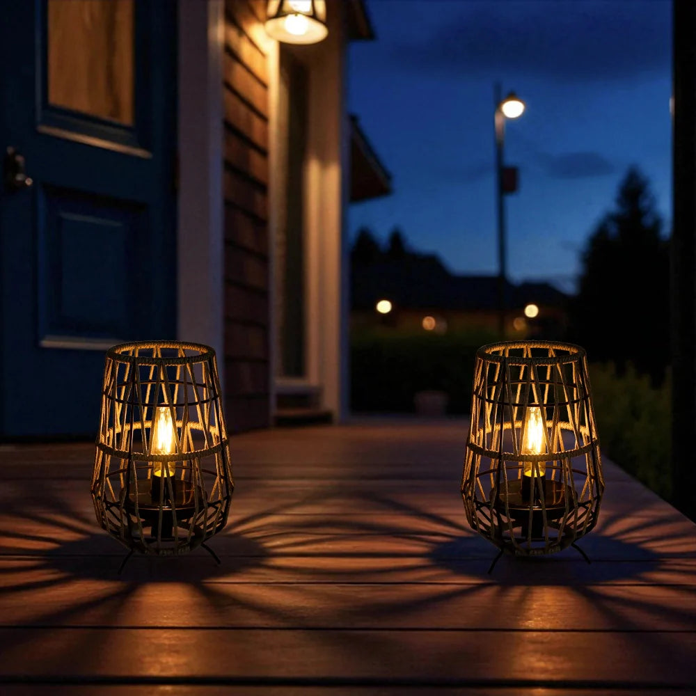 Set of 2 Solar Lantern Outdoor Table Lamp Outside Hanging Solar Lights-4