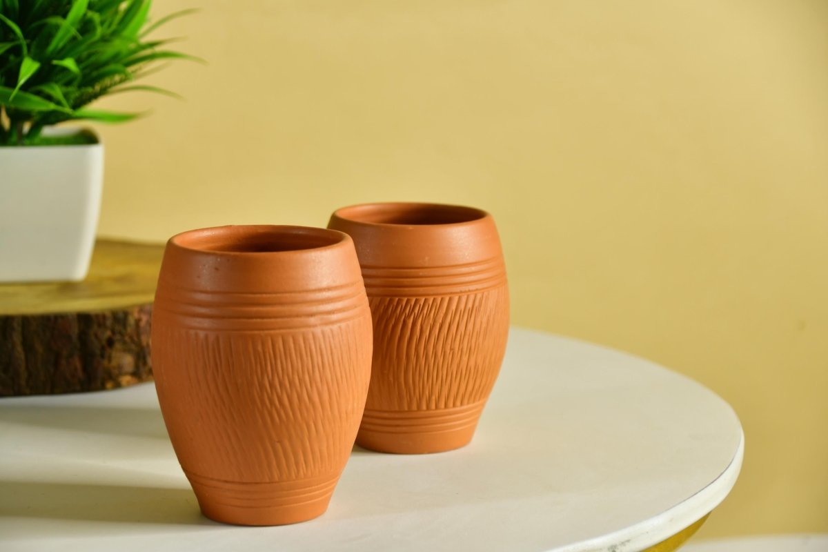 Terracotta Lassi Mug Set: Artisanal Elegance, Functional Design.-0