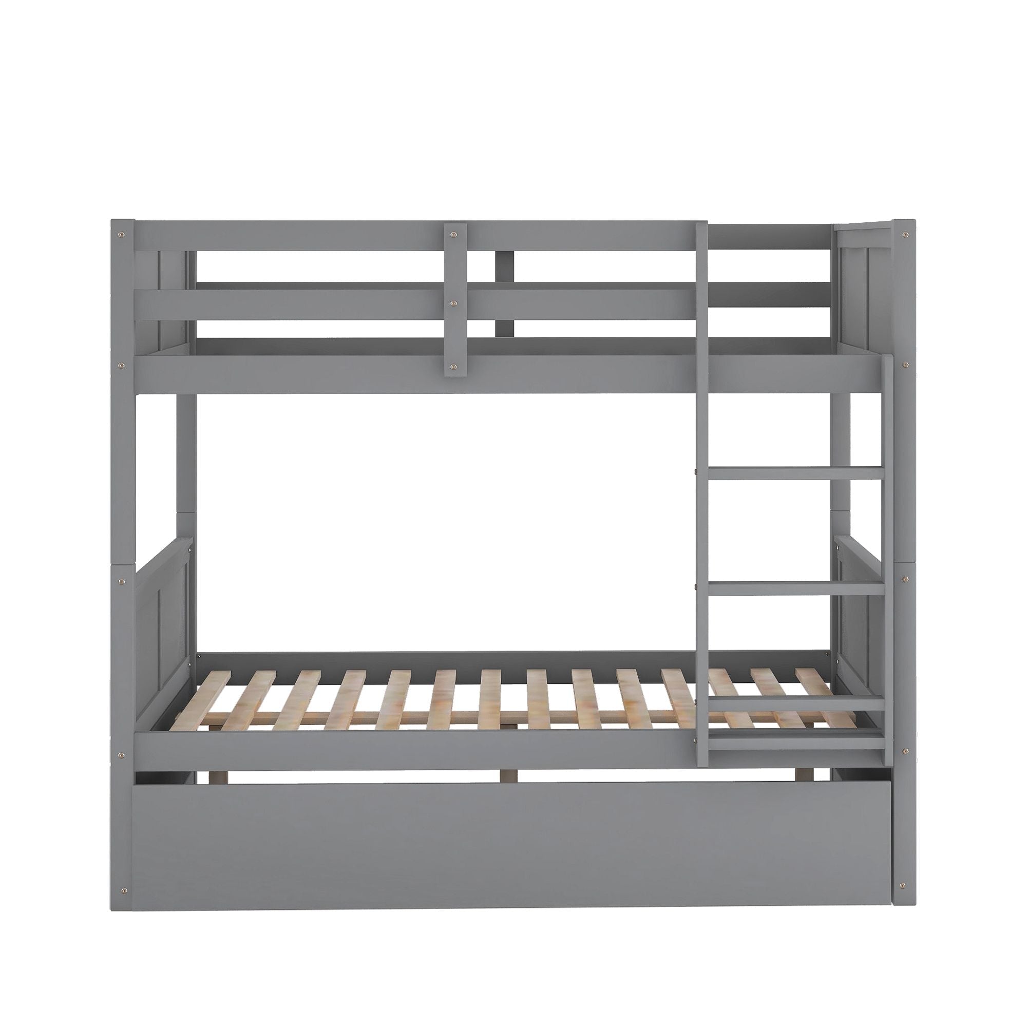 Space-Saving Full Over Full Wood Bunk Bed with Twin Trundle in Multiple Finishes | Just Better Bunk Beds