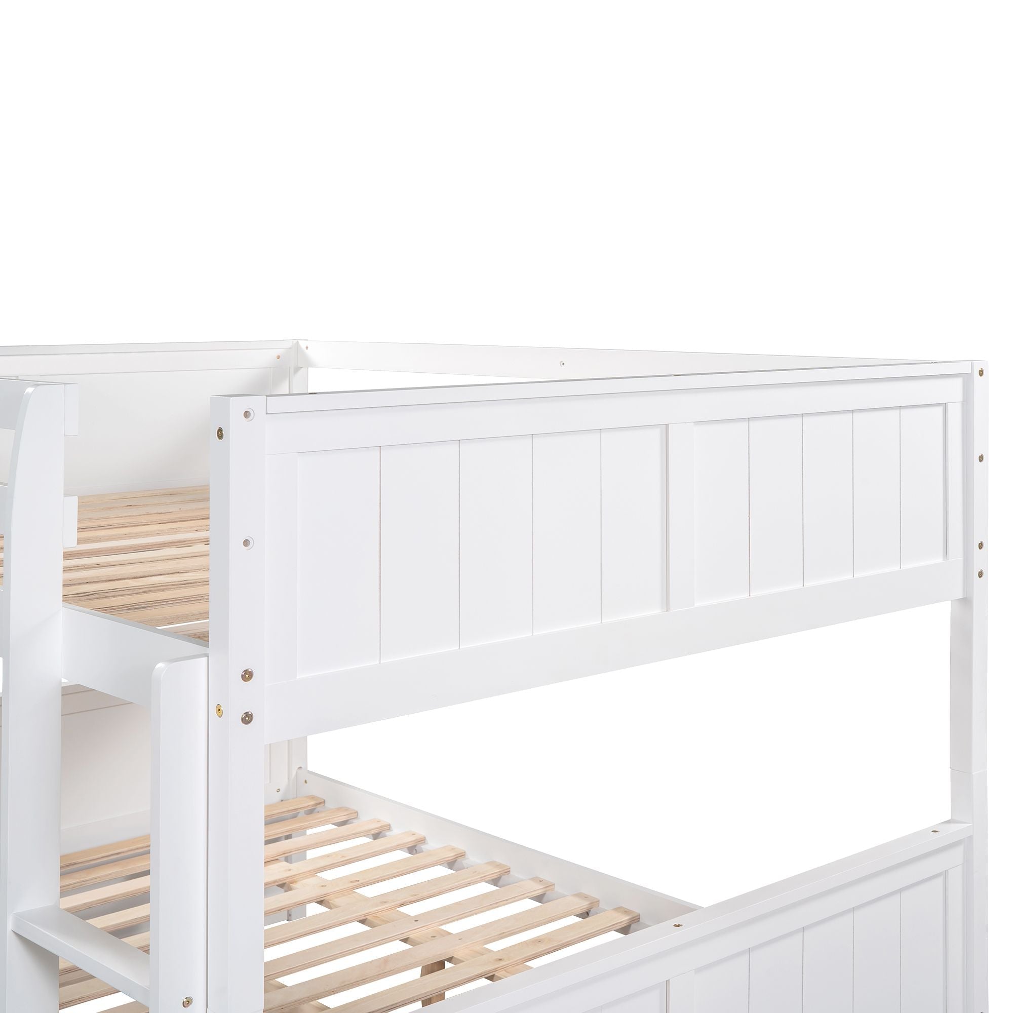 Space-Saving Full Over Full Wood Bunk Bed with Twin Trundle in Multiple Finishes | Just Better Bunk Beds