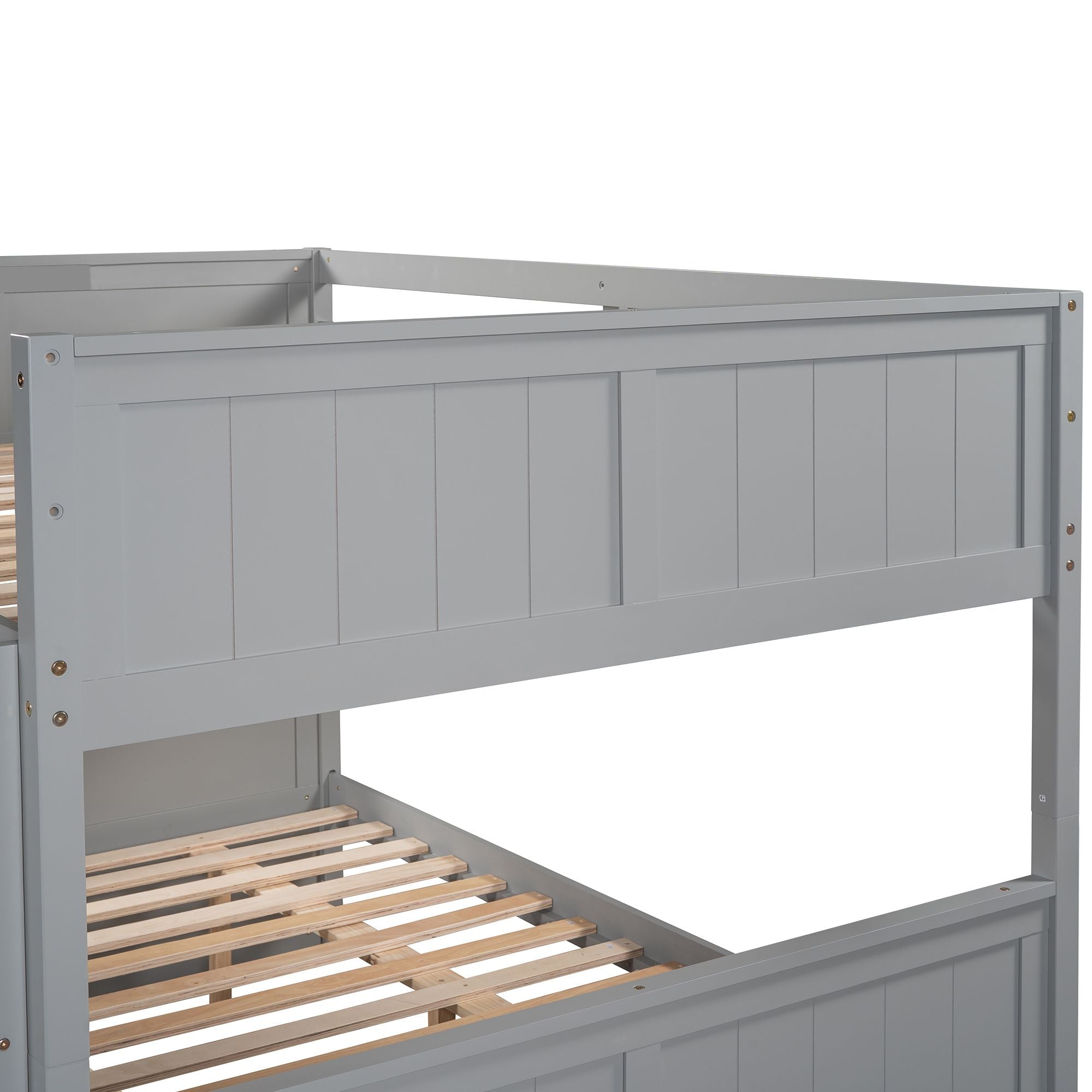 Space-Saving Full Over Full Wood Bunk Bed with Twin Trundle in Multiple Finishes | Just Better Bunk Beds