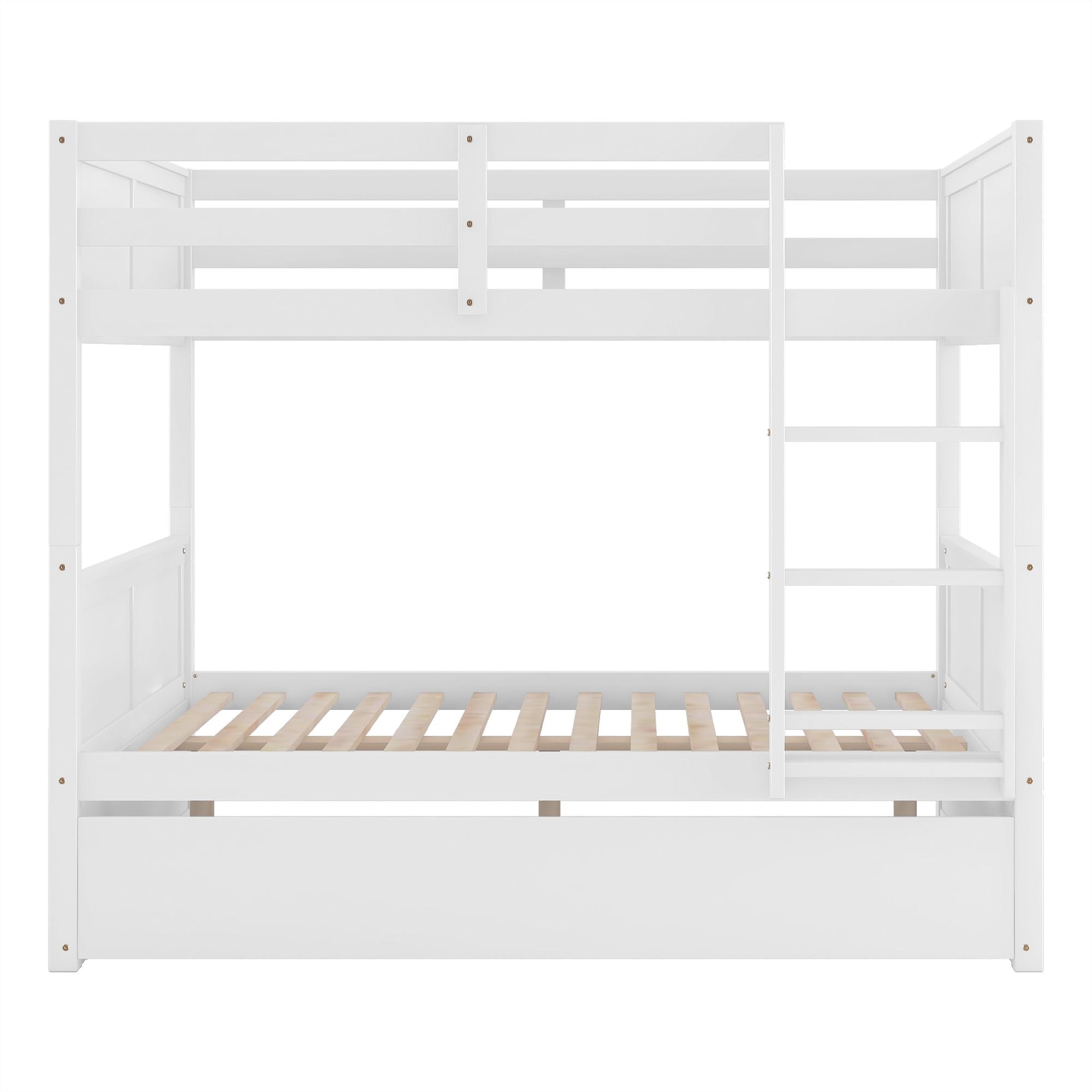 Space-Saving Full Over Full Wood Bunk Bed with Twin Trundle in Multiple Finishes | Just Better Bunk Beds