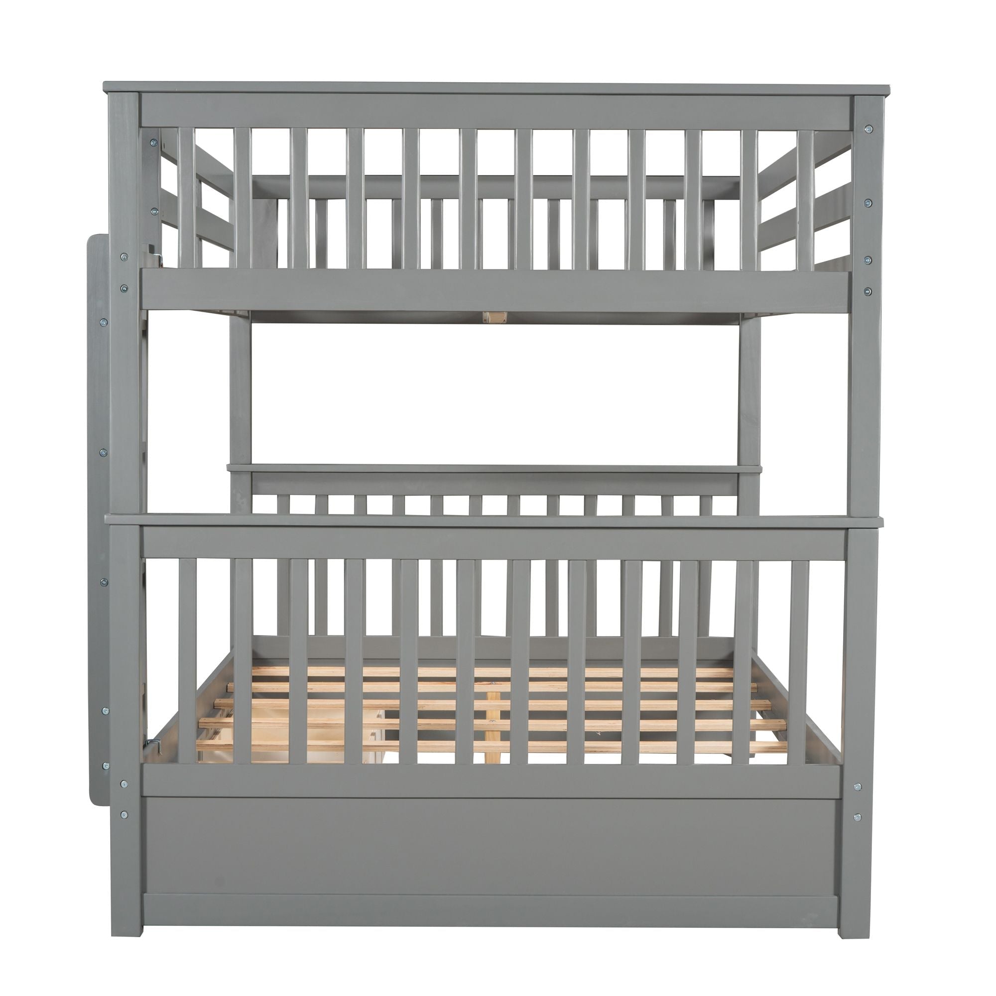 Space-Saving Full Over Full Wood Bunk Bed with Two Storage Drawers and Ladders in Multiple Finishes | Just Better Bunk Beds