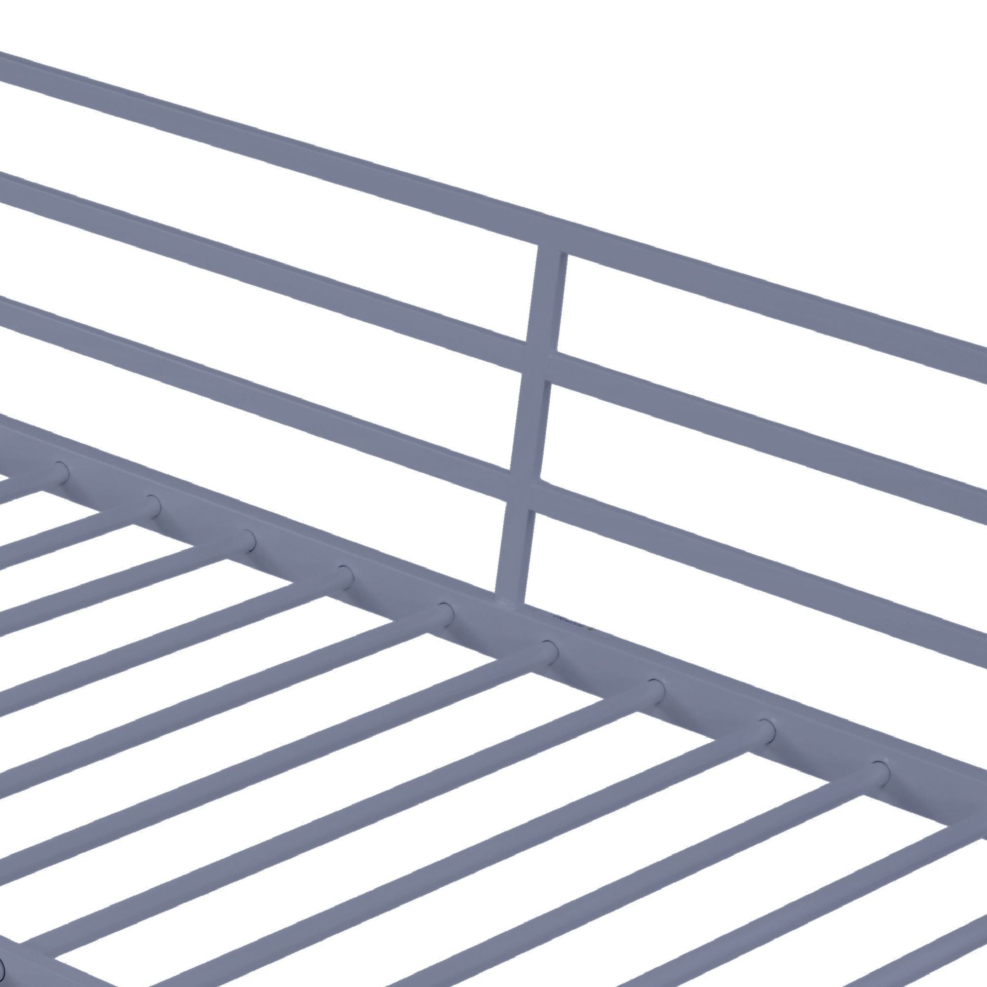 Space-Saving Full Size Metal Loft Bed with Guard Rails and Flat Ladder, Gray | Just Better Bunk Beds