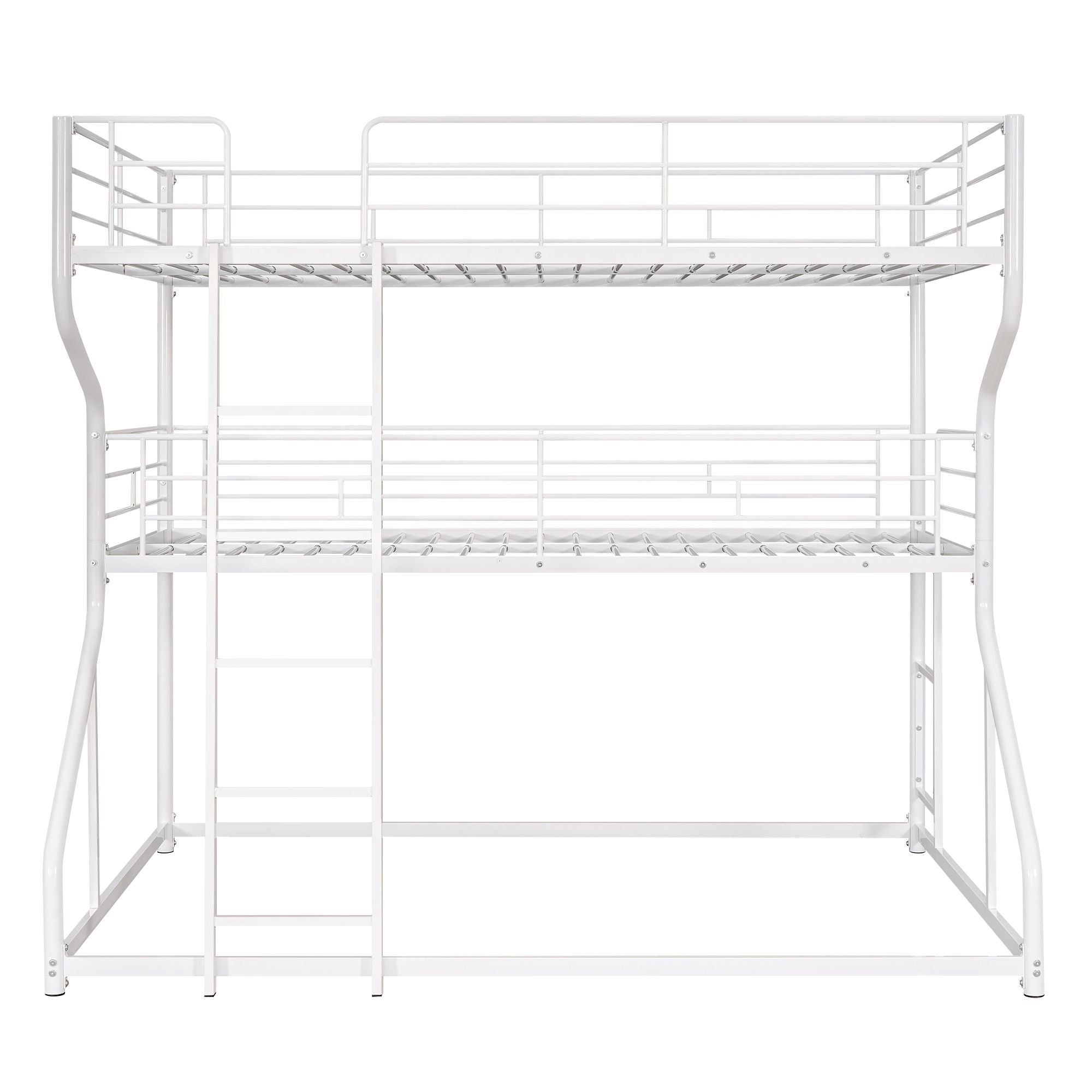 Space-Saving Full XL/Twin XL/Queen Metal Triple Bunk Bed with Dual Ladders, Black or White | Just Better Bunk Beds