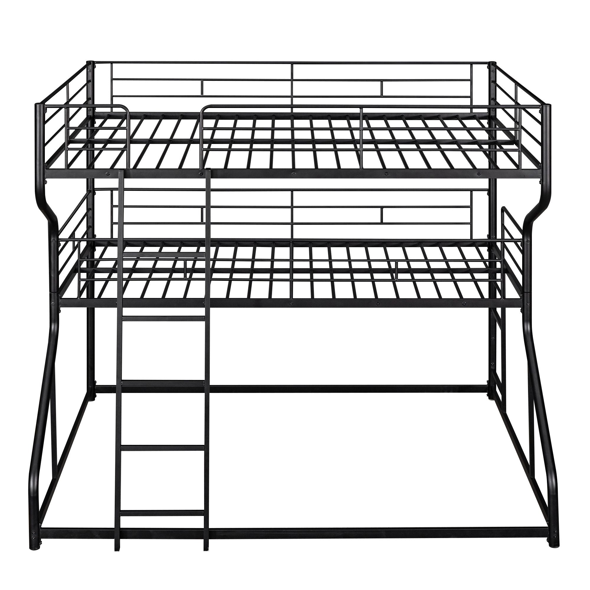 Space-Saving Full XL/Twin XL/Queen Metal Triple Bunk Bed with Dual Ladders, Black or White | Just Better Bunk Beds